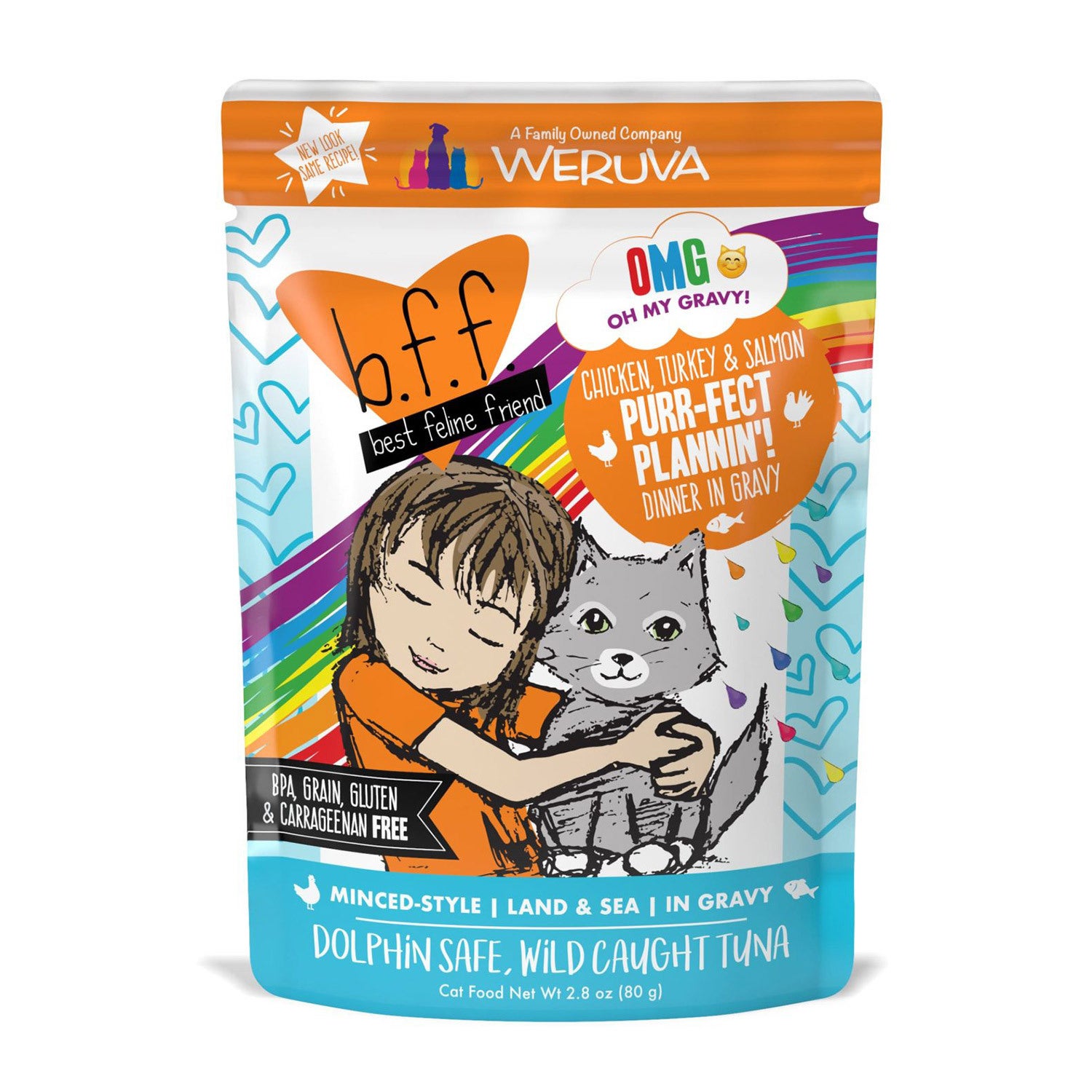 Weruva Bff Omg Gravy Chicken, Turkey, & Salmon Purr-Fect Plannin'! Wet Cat Food, 2.8Oz