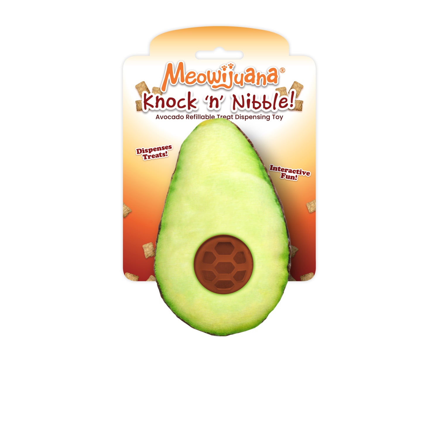 Meowijuana Knock N' Nibble Avocado Refillable Treat Dispensing Cat Toy
