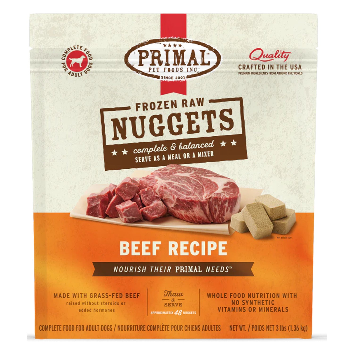 Primal Raw Nuggets Frozen Dog Food, Beef Formula