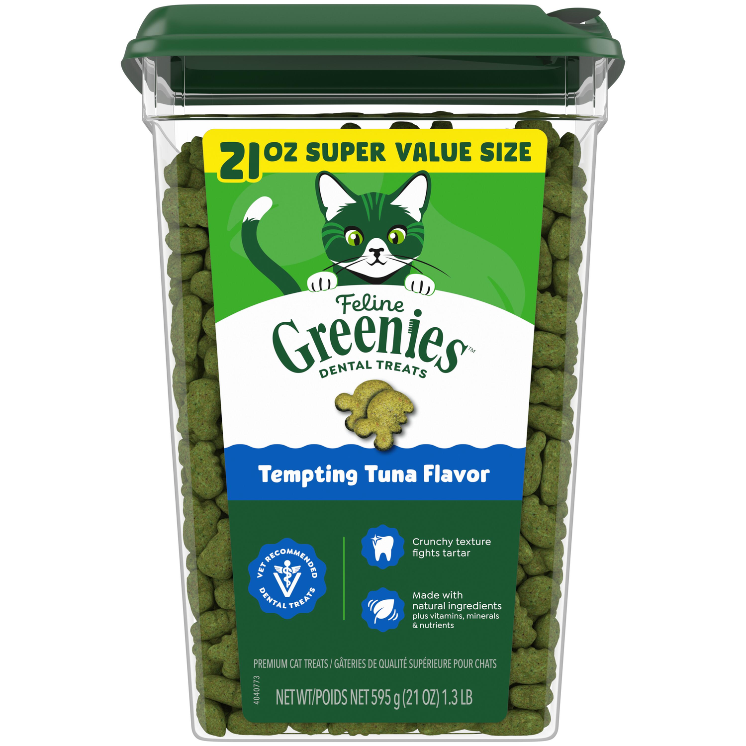 Greenies Feline Natural Tempting Tuna Flavor Dental Cat Treats, 21-Oz