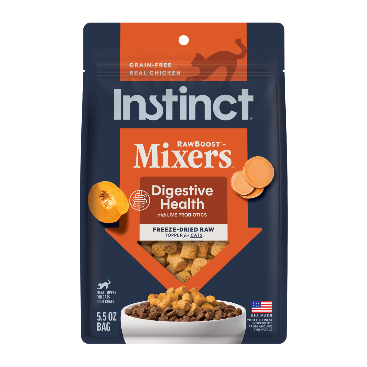 Instinct Freeze-Dried Raw Boost Mixers Grain-Free Digestive Health Recipe Cat Food Topper, 5.5-Oz Bag