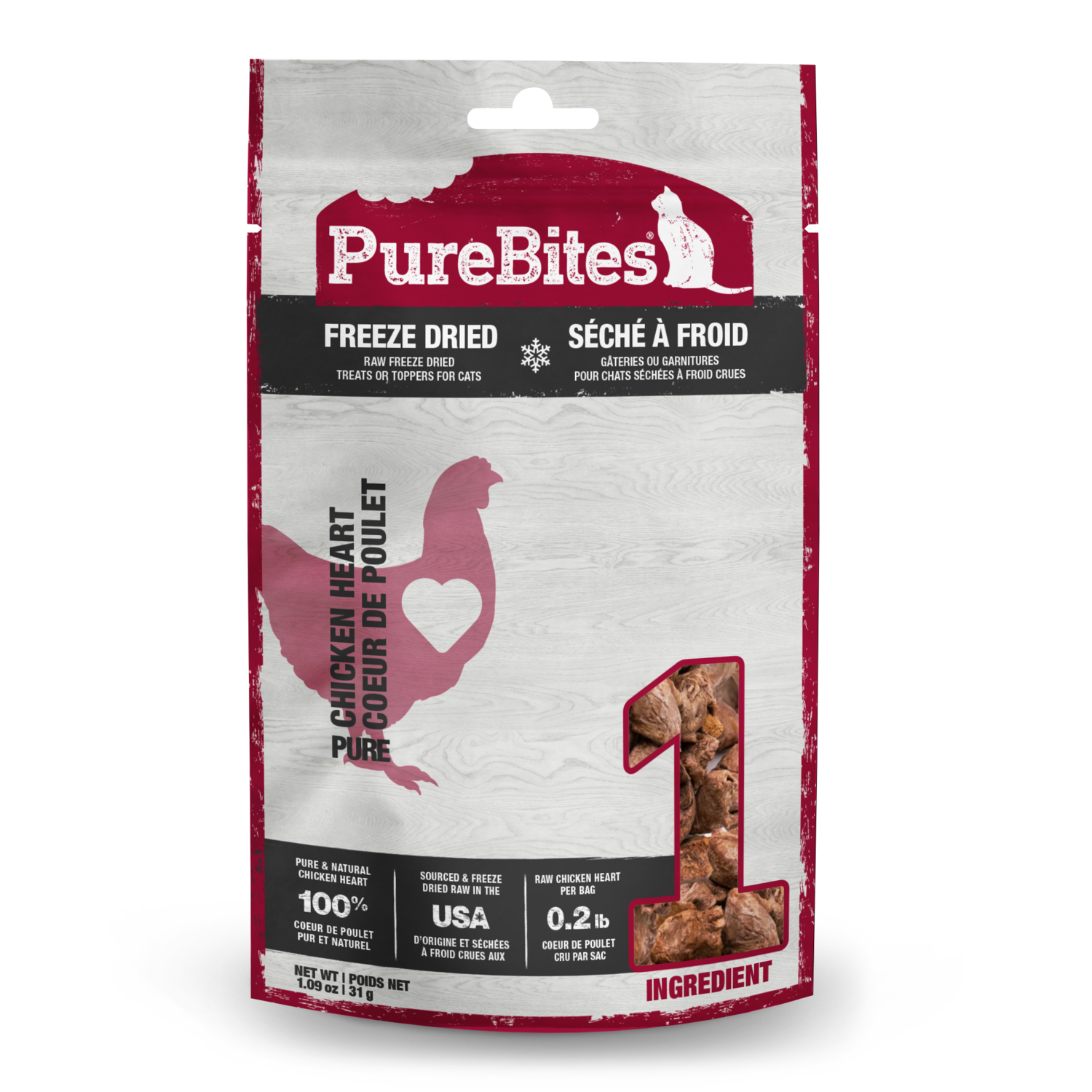 Purebites Freeze-Dried Cat Treats, Chicken Hearts, 1.09-Oz