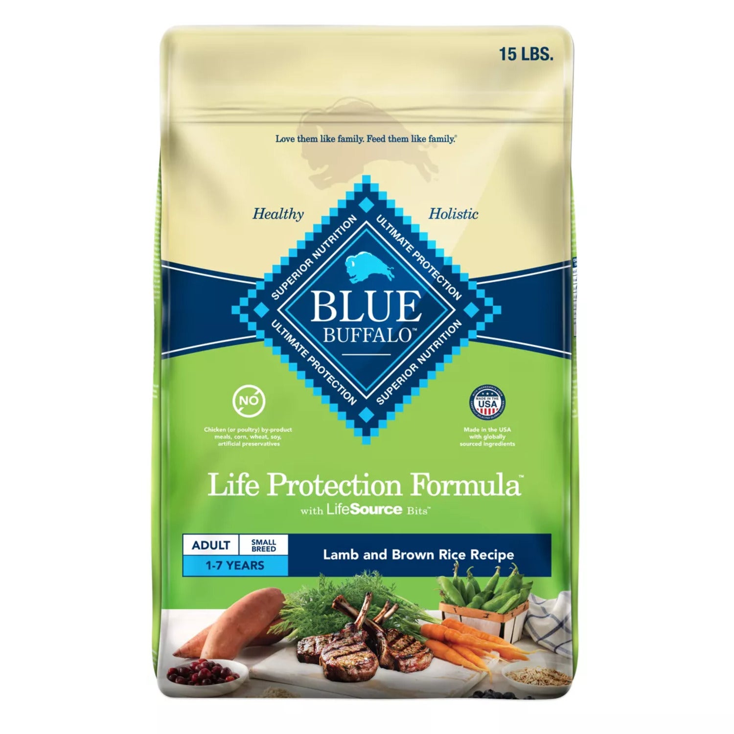 Blue Buffalo Life Protection Small Breed Adult Lamb & Brown Rice Recipe Dry Dog Food, 15 Lb