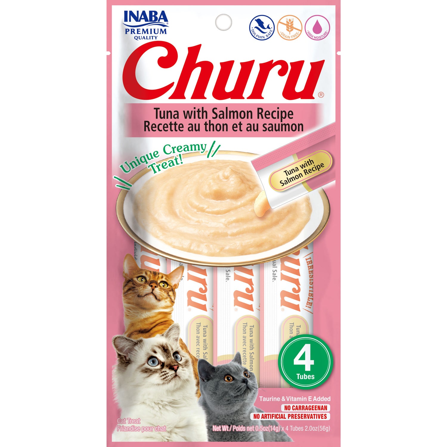 Inaba Churu Tuna With Salmon Recipe Lickable Cat Treats, 4 - 0.5Oz Tubes