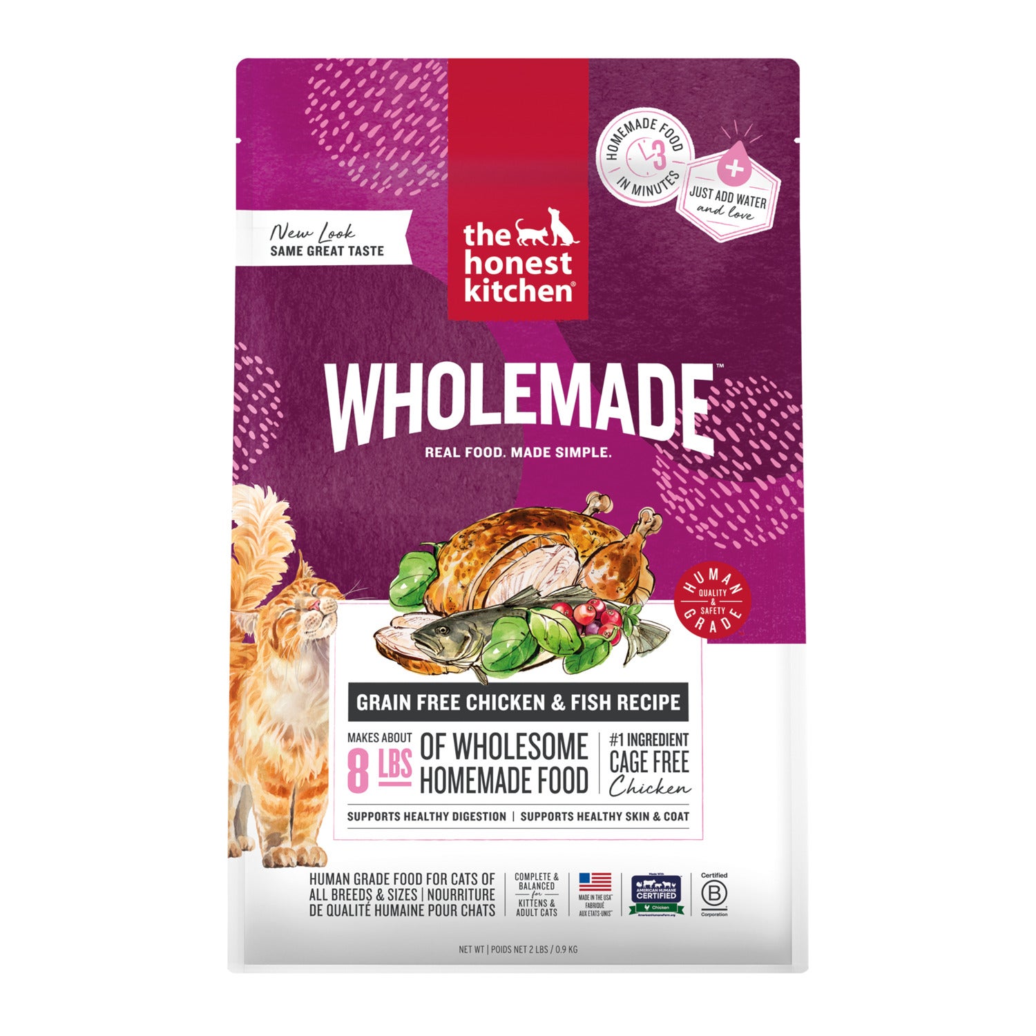 The Honest Kitchen Wholemade Grain-Free Chicken & Fish Recipe Dehydrated Cat Food, 2-Lb