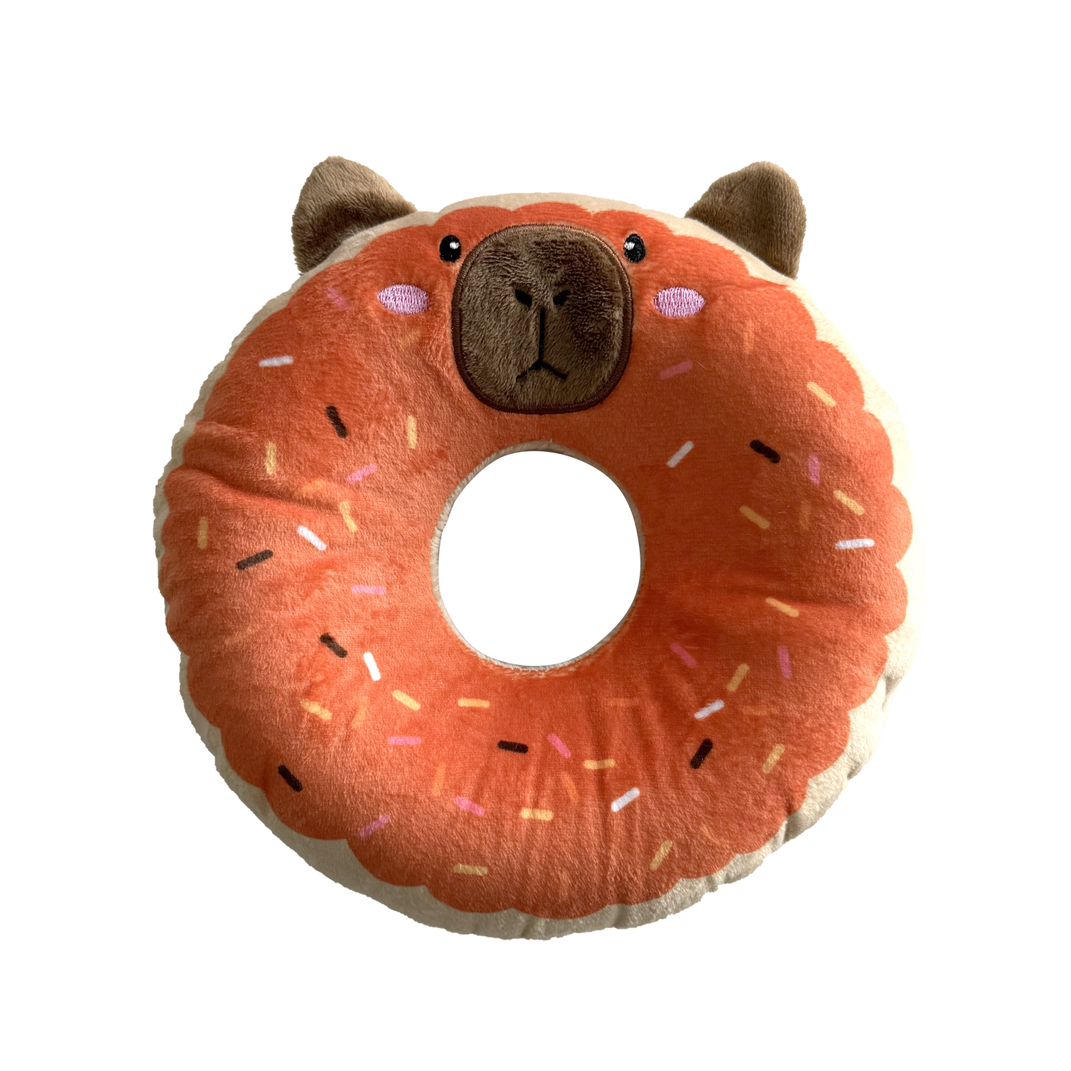 Aristopet Pumpkin Spice Capybara Squeaky Donut Dog Toy