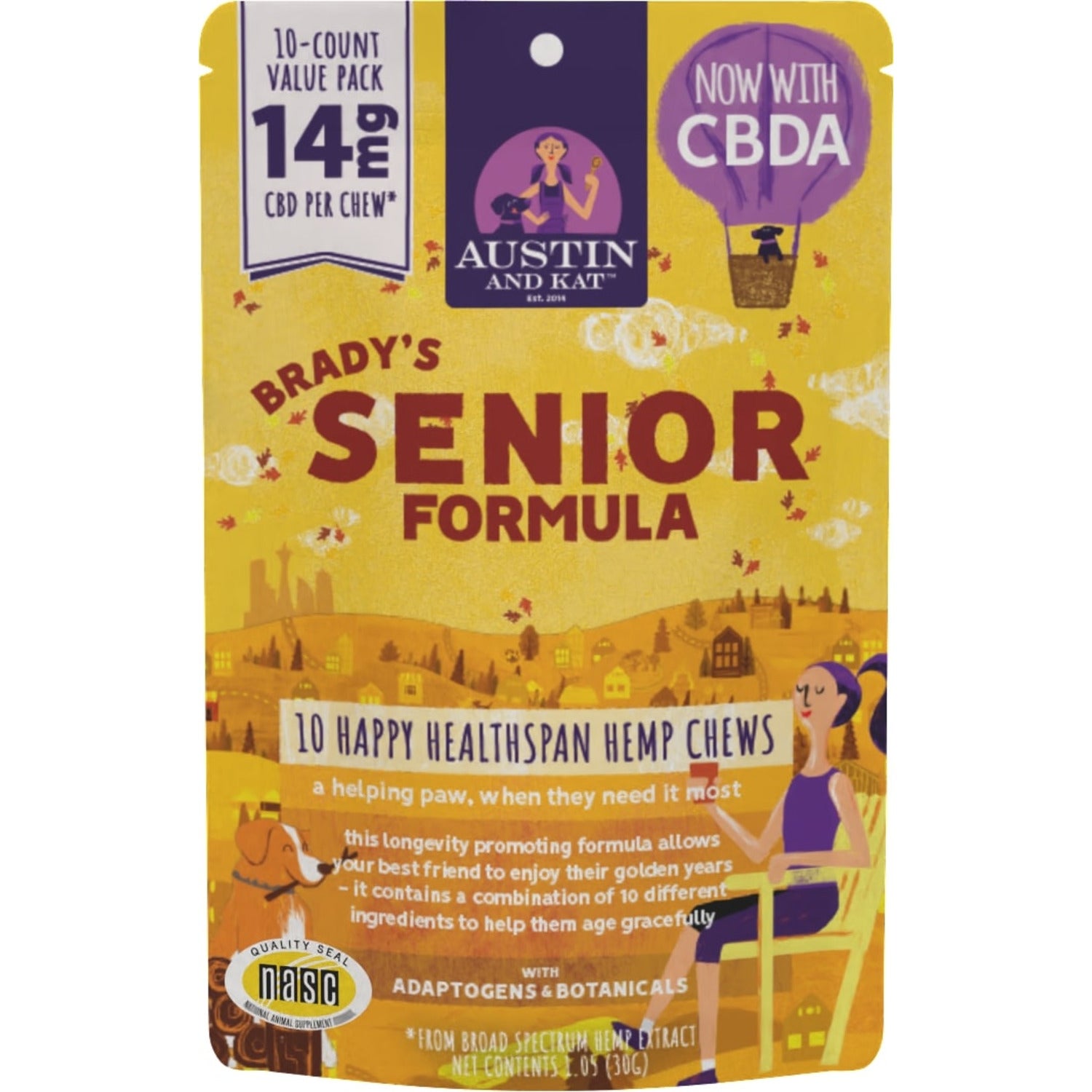 Austin And Kat Brady's Senior Blend 14Mg Cbd Dog Soft Chew, Value Pack
