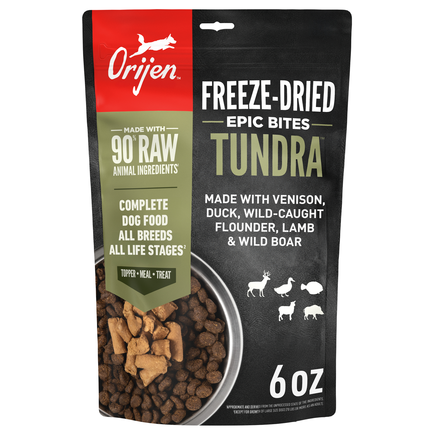 Orijen Epic Bites Freeze-Dried Dog Food, Tundra Recipe, 6-Oz