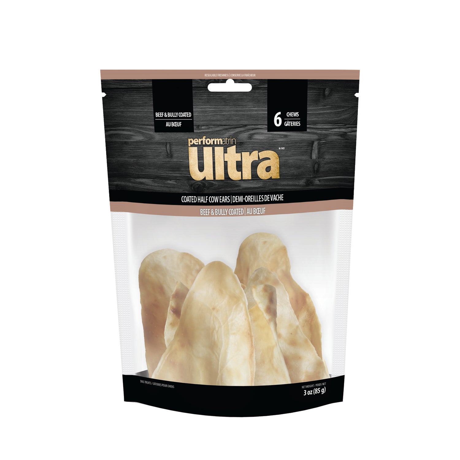 Performatrin Ultra Beef Coated Cow Ears Natural Dog Treats, 6 Pack