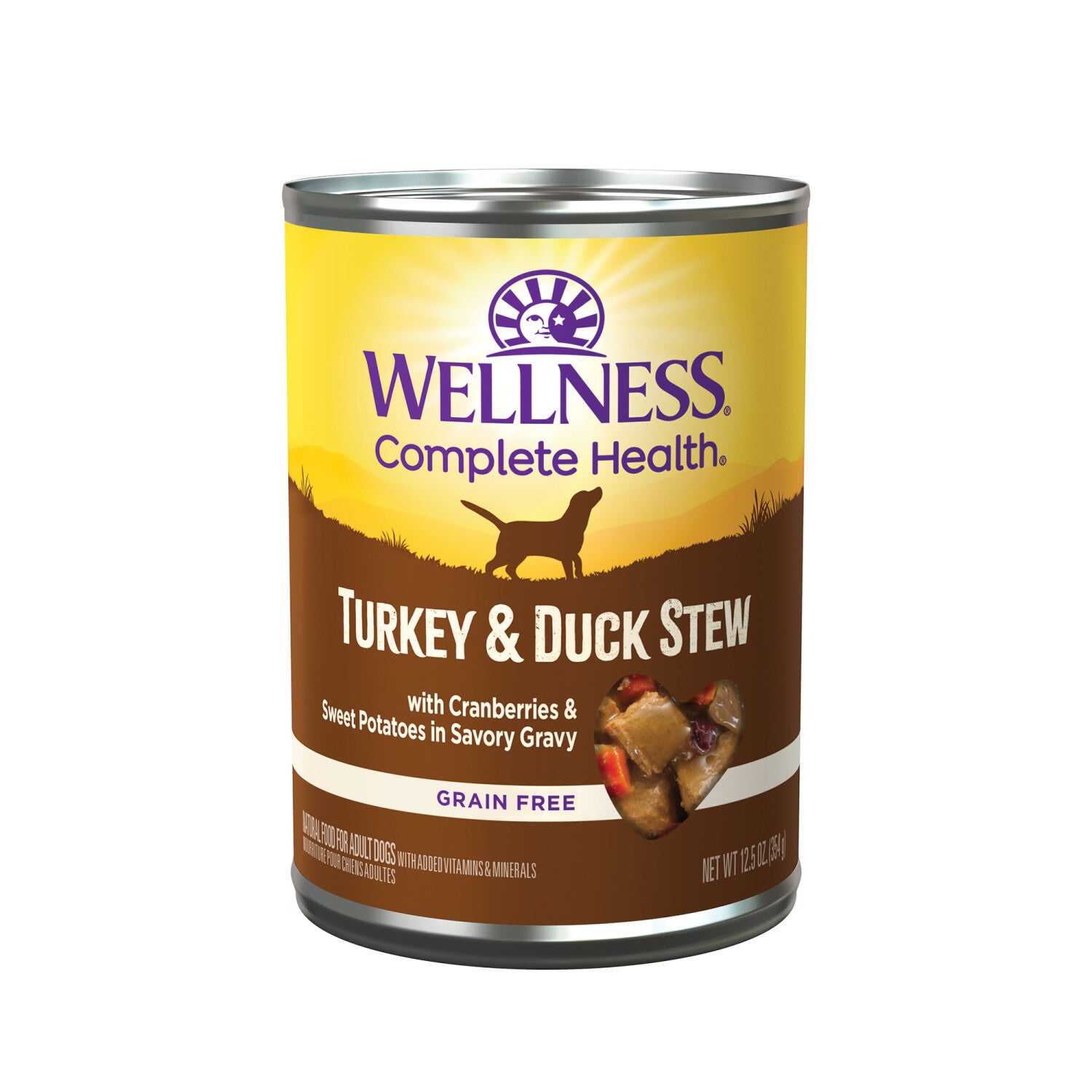 Wellness Complete Health Grain Free Canned Wet Dog Food, Turkey & Duck Stew, 12.5-Ounce Can