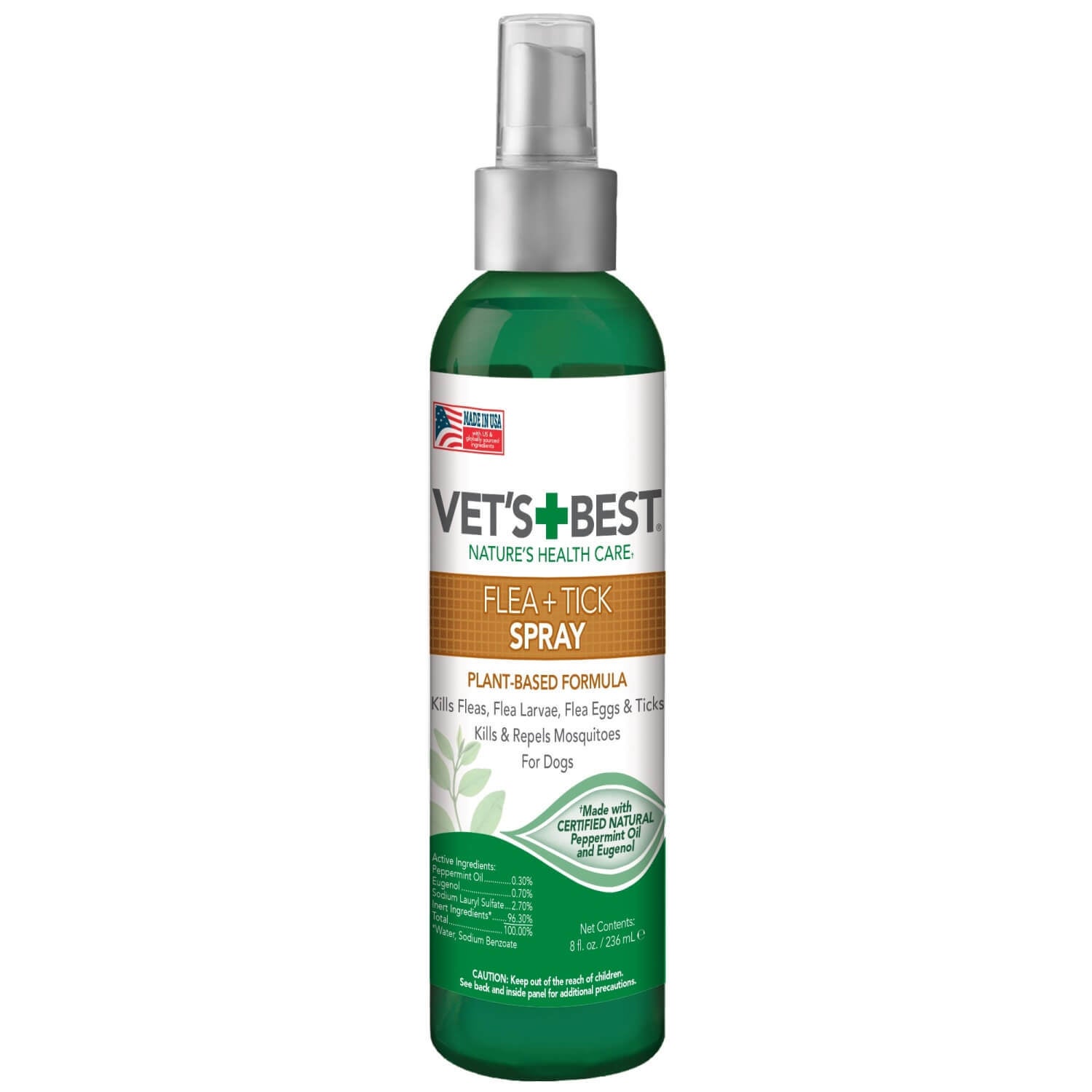 Vet's Best Flea + Tick Spray For Dogs, With Peppermint Oil And Clove Extract