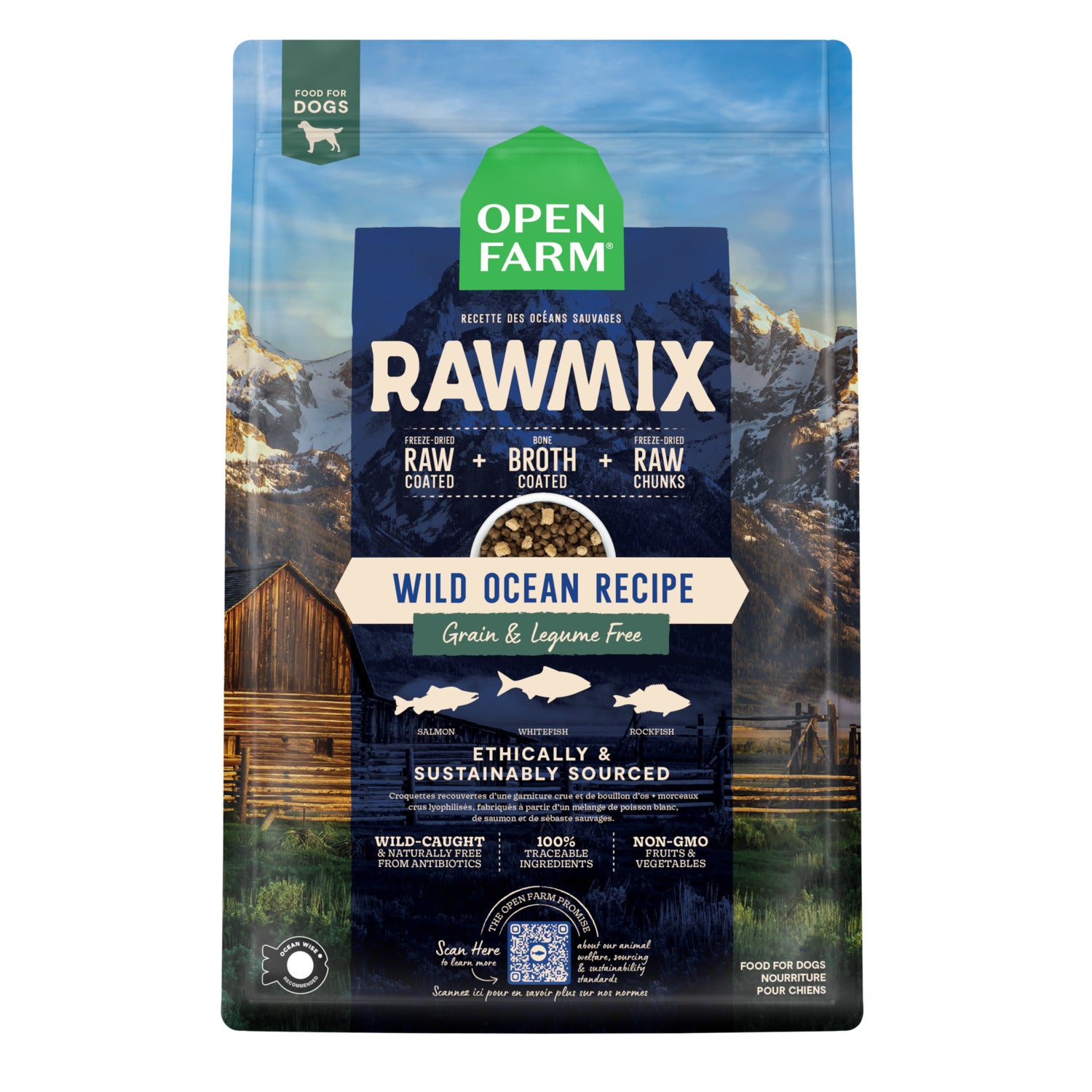 Open Farm Rawmix Wild Ocean Grain Free Dry Dog Food With Freeze-Dried Raw Chunks, 20Lb