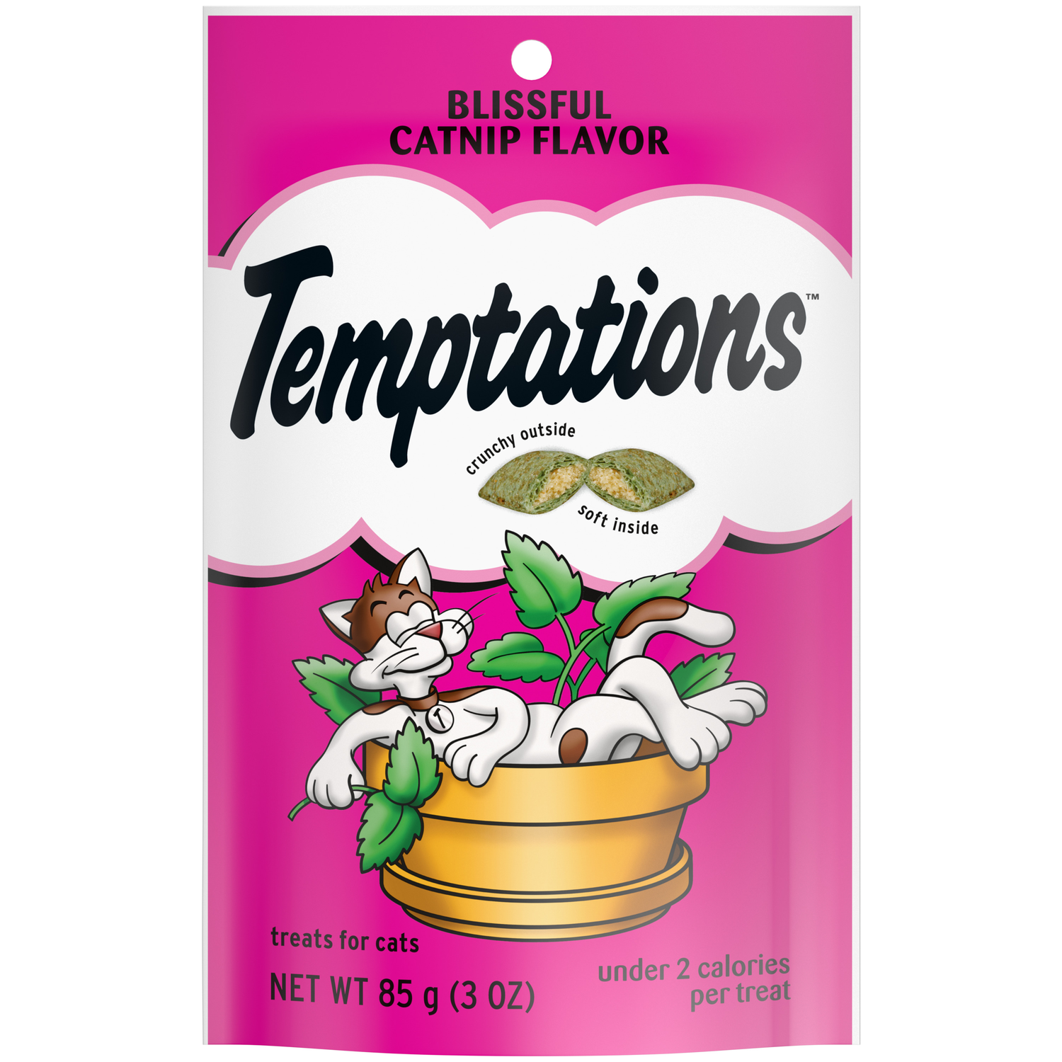 Temptations Classics Crunchy & Soft Adult Cat Treats, Blissful Catnip, 3-Oz Pouch