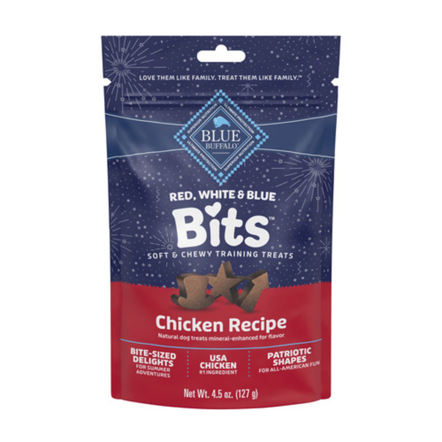 Blue Buffalo Bits Red, White & Blue Soft & Chewy Dog Training Treats, Chicken Recipe, 4.5-Oz