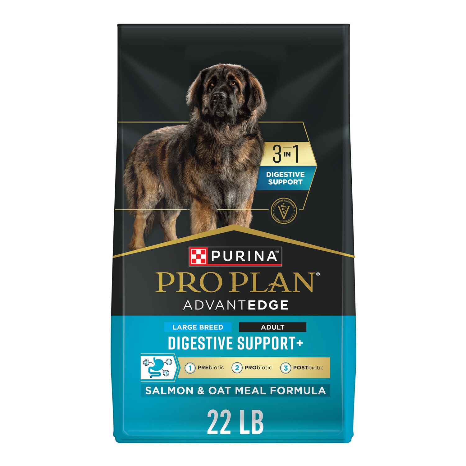 Purina Pro Plan Advantedge Digestive Support Plus Large Breed Salmon And Oat Meal Formula Adult Dry Dog Food - 22-Lb. Bag