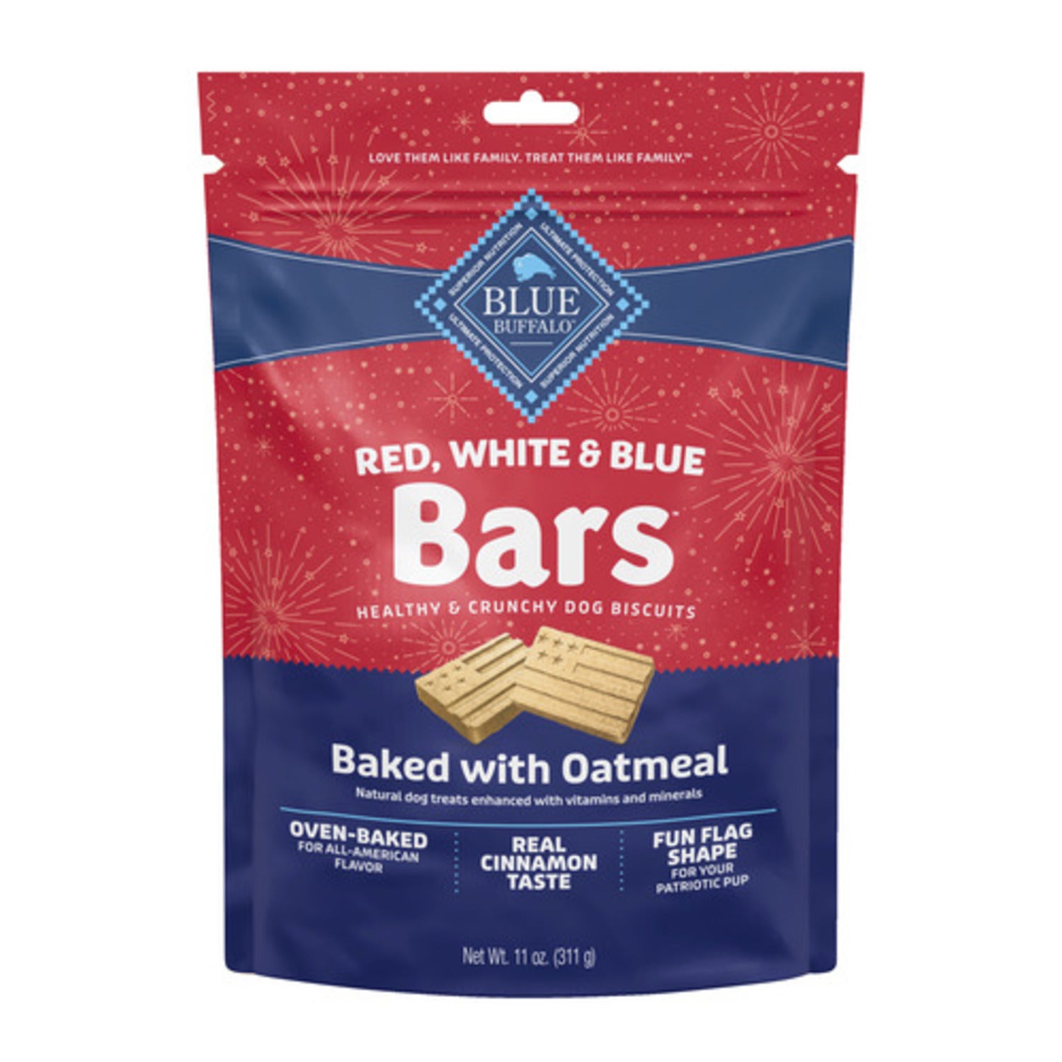 Blue Buffalo Red, White & Blue Bars Oven-Baked Crunchy Dog Treats, Pumpkin & Cinnamon Flavor, 11-Oz