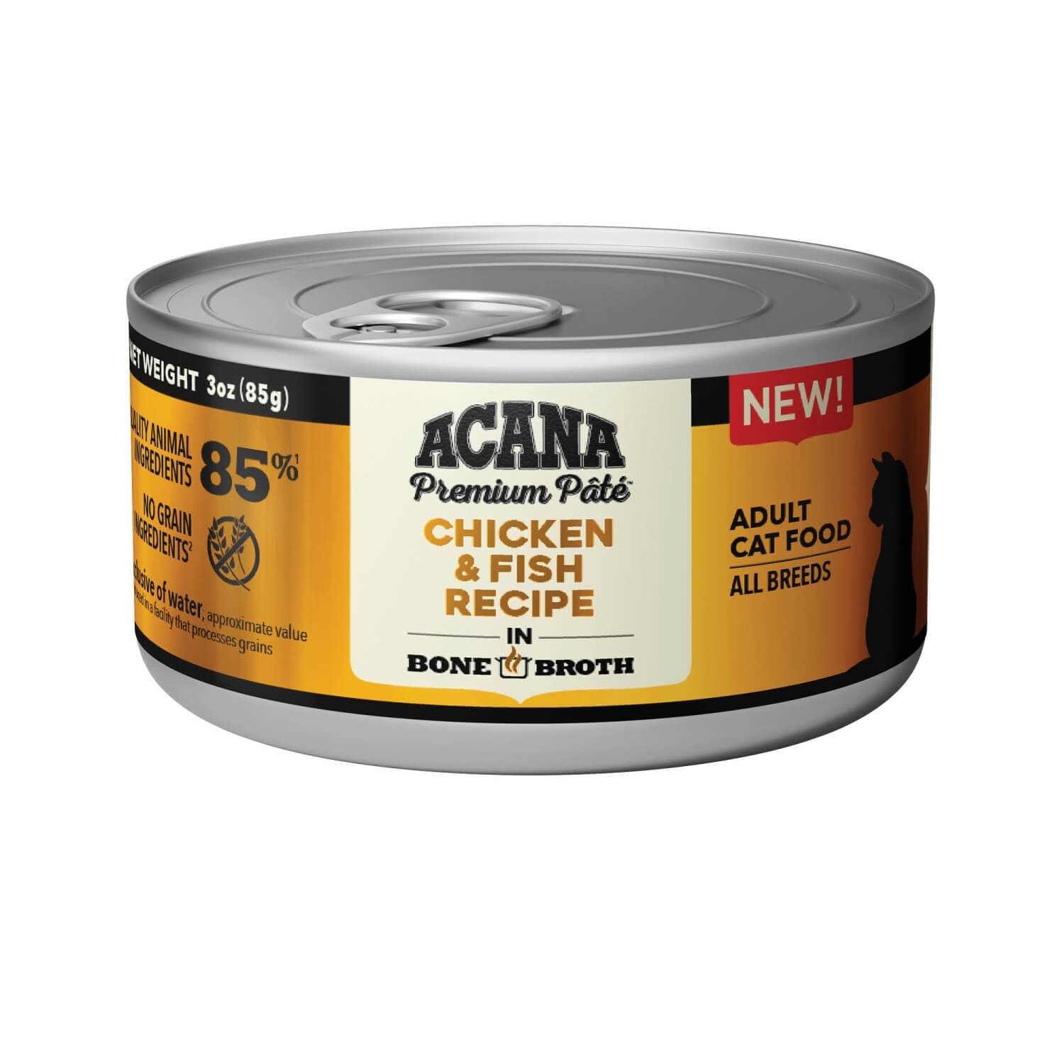 Acana Premium Pâté Chicken & Fish Recipe In Bone Broth Wet Cat Food, 3-Oz Pack Of 24
