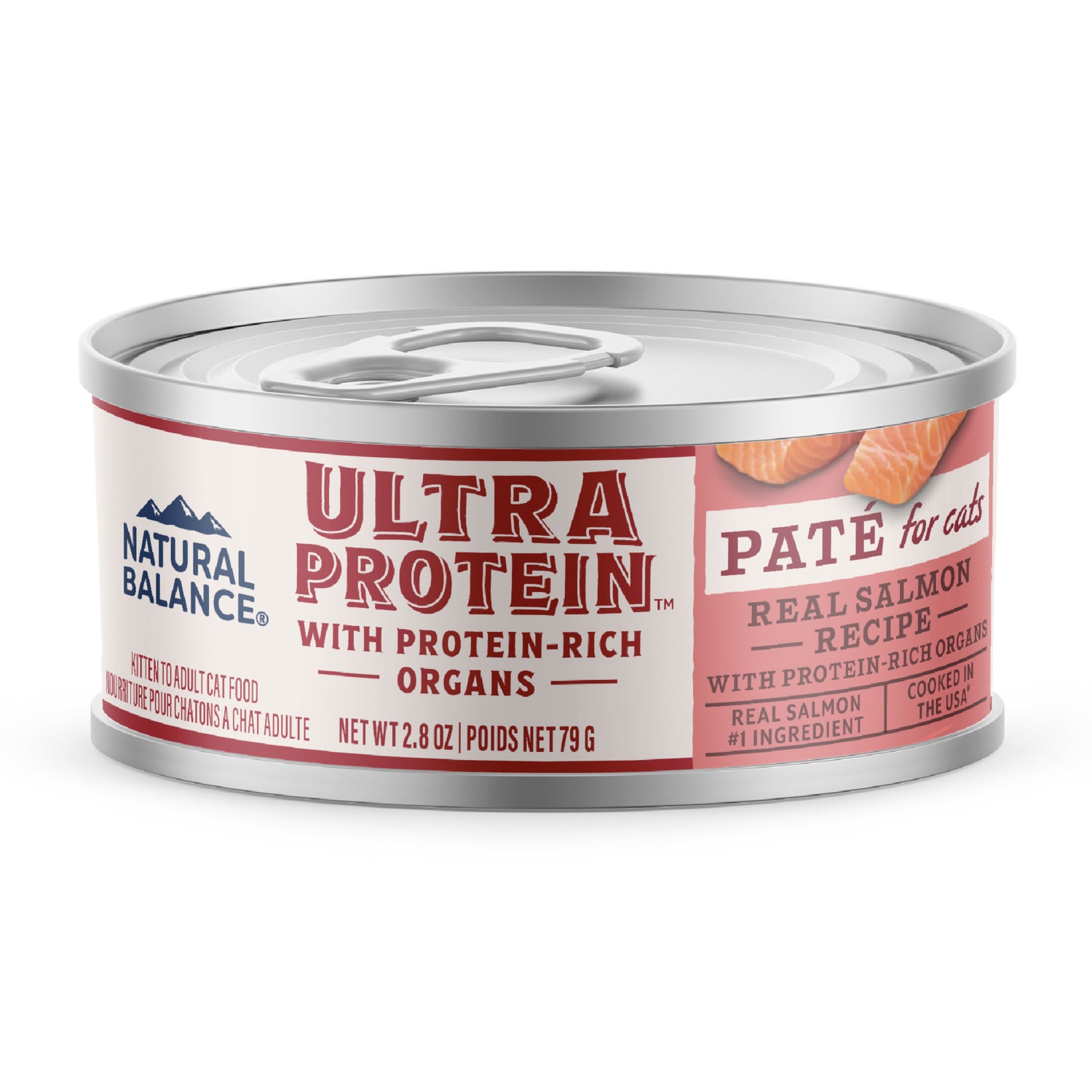 Natural Balance Ultra Protein Wet Cat Food, Real Salmon Recipe With Protein-Rich Organs Pate, 2.8-Oz Pack Of 24