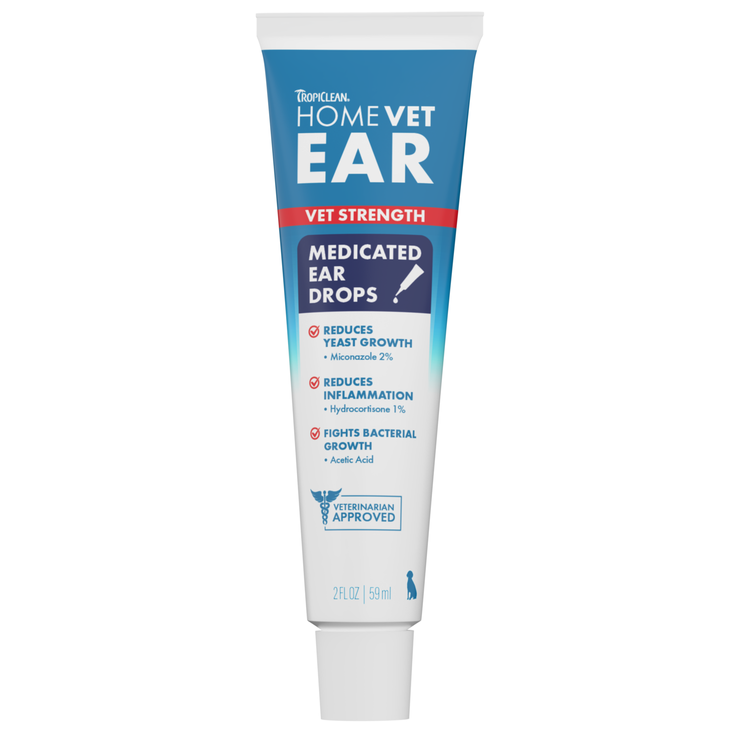 Tropiclean Homevet Medicated Ear Drops For Dogs, Vet Recommended Yeast & Fungal Treatment, Daily Dog Ear Cleaner, 2-Oz