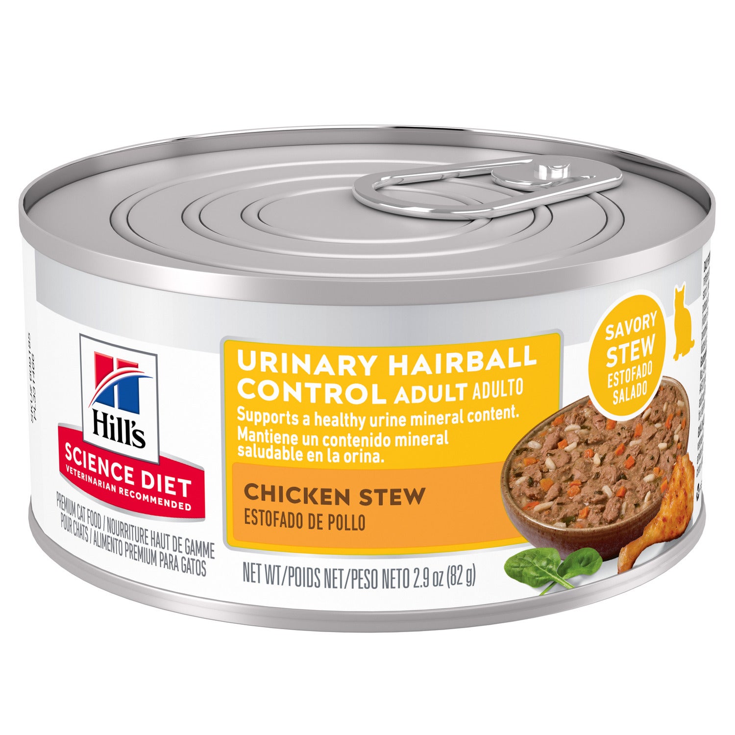 Hill's Science Diet Adult Urinary & Hairball Control Chicken & Vegetable Stew Wet Cat Food, 2.9-Oz Pack Of 24