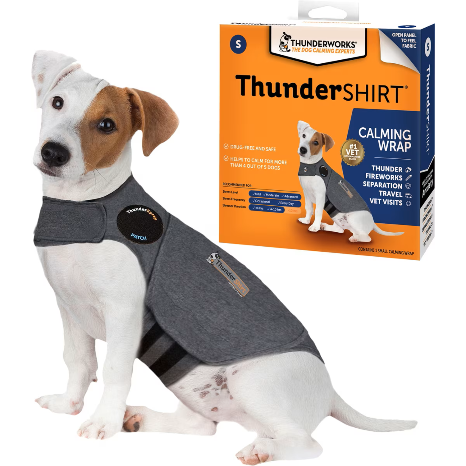 Thundershirt Anxiety Relief Dog Vest, Gray, Small