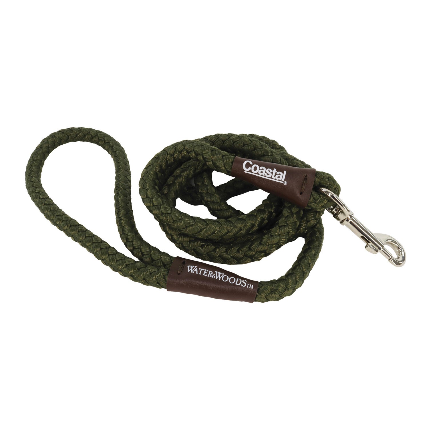 Water & Woods™ By Coastal Braided Rope Snap Dog Leash, Green, 1/2 X 6'