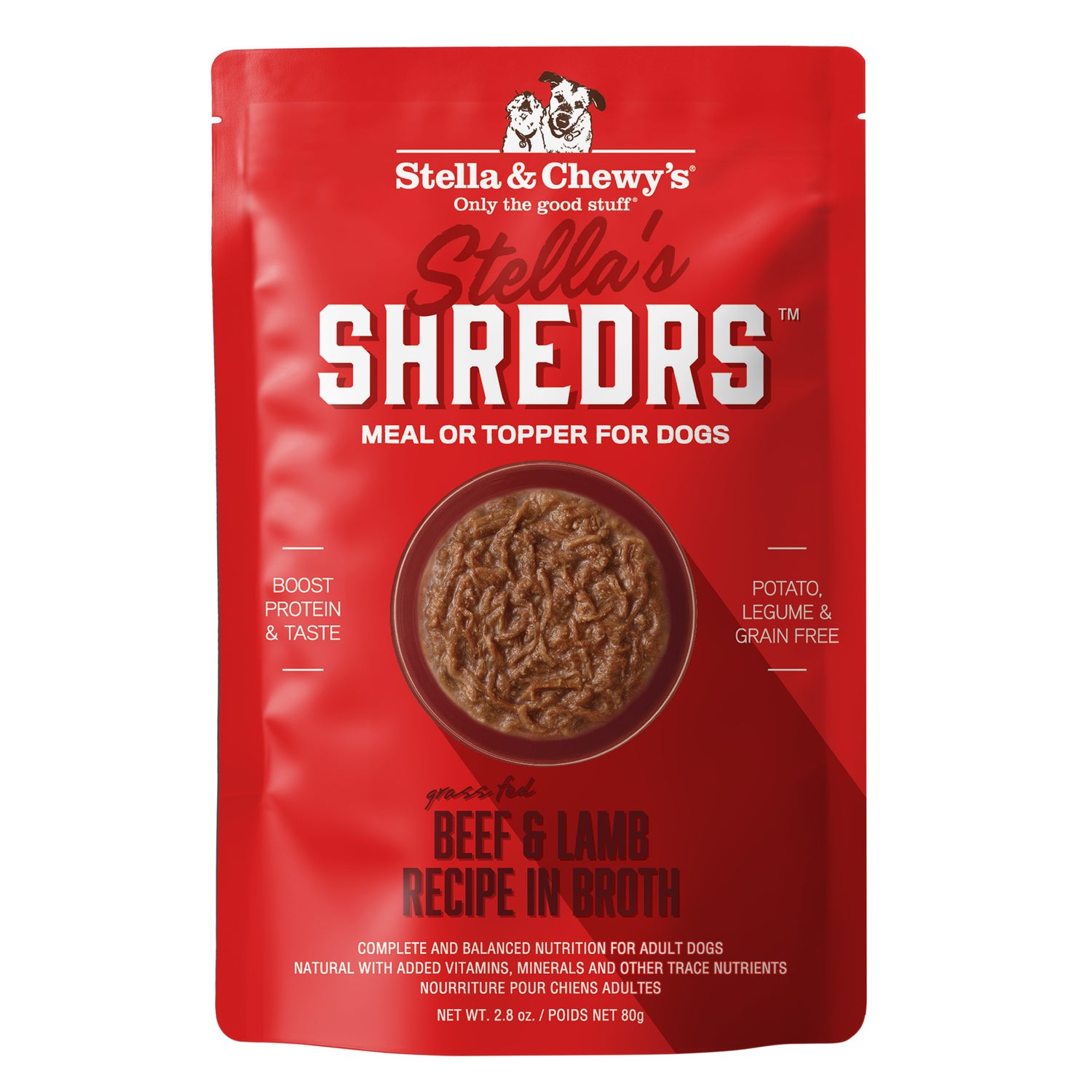 Stella & Chewy's Stella's Shredrs Wet Dog Food, Beef & Lamb Recipe In Broth, 2.8-Oz Pouch - 12 Pack