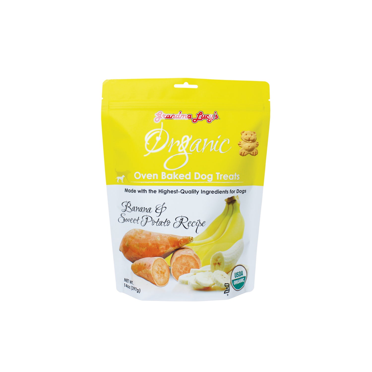 Grandma Lucys Organic Baked Dog Treats, Banana & Sweet Potato Recipe - 14Oz