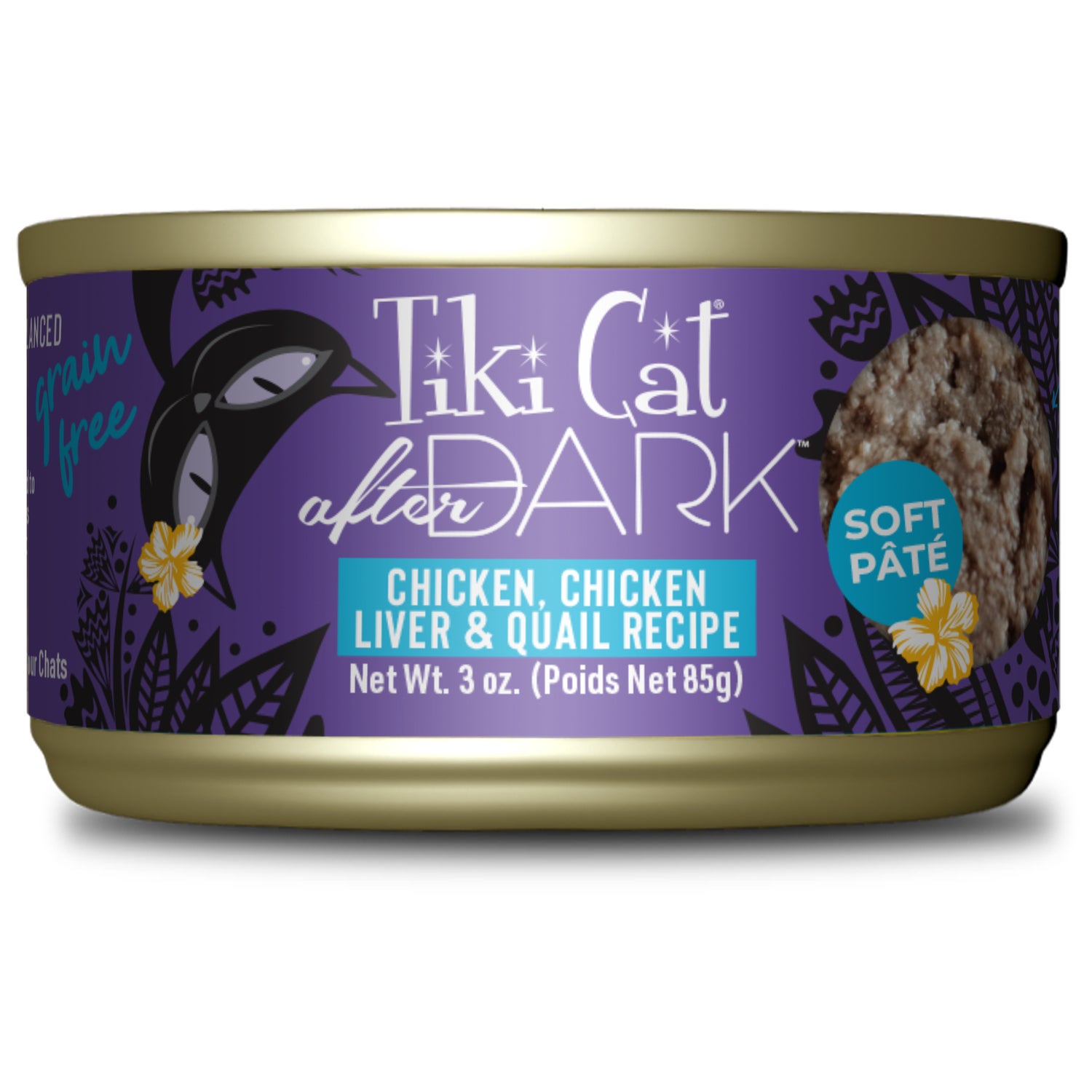 Tiki Cat After Dark Pate Wet Cat Food, Chicken & Quail Recipe, 3-Oz Can