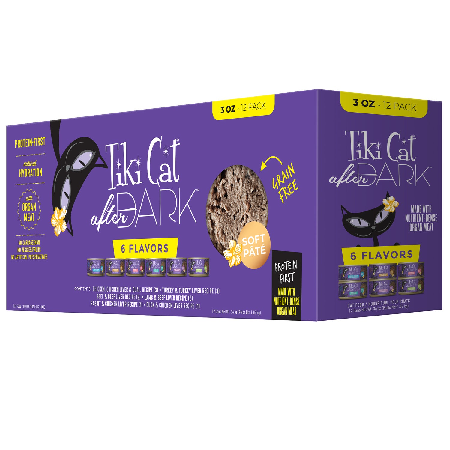 Tiki Cat After Dark Pate Wet Cat Food, Variety Pack, 3 Oz. Can (12 Count)