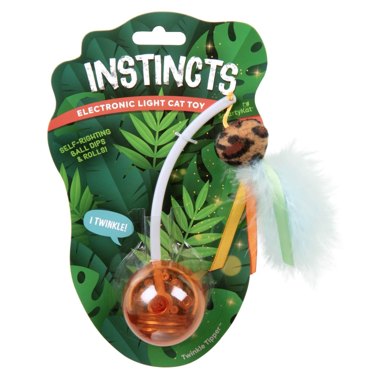 Instincts By Smartykat® Twinkle Tipper™ Electronic Light Ball Cat Toy With Self Righting Teaser Wand