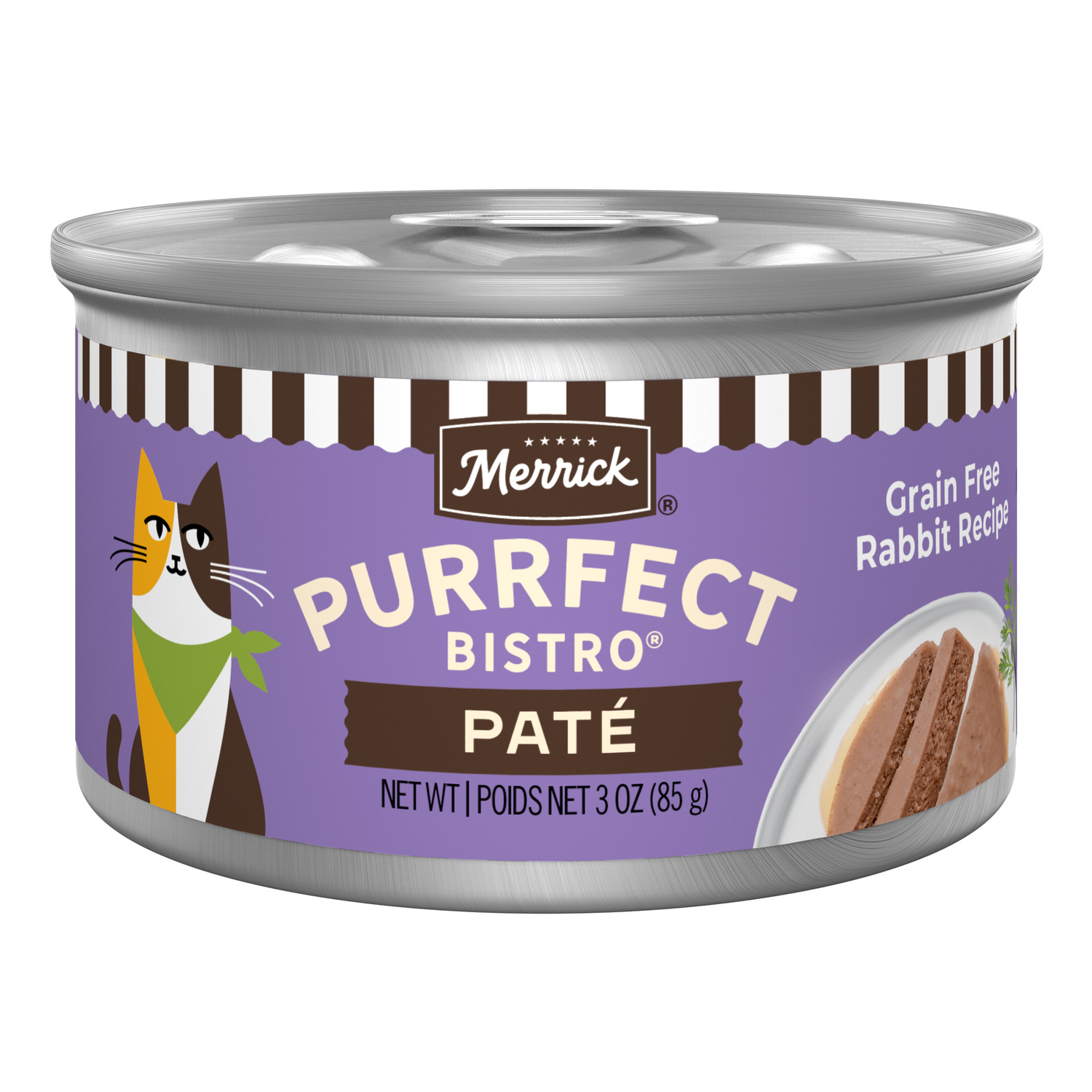 Merrick Purrfect Bistro Grain-Free Wet Cat Food, Rabbit Pate Recipe, 3-Oz Can