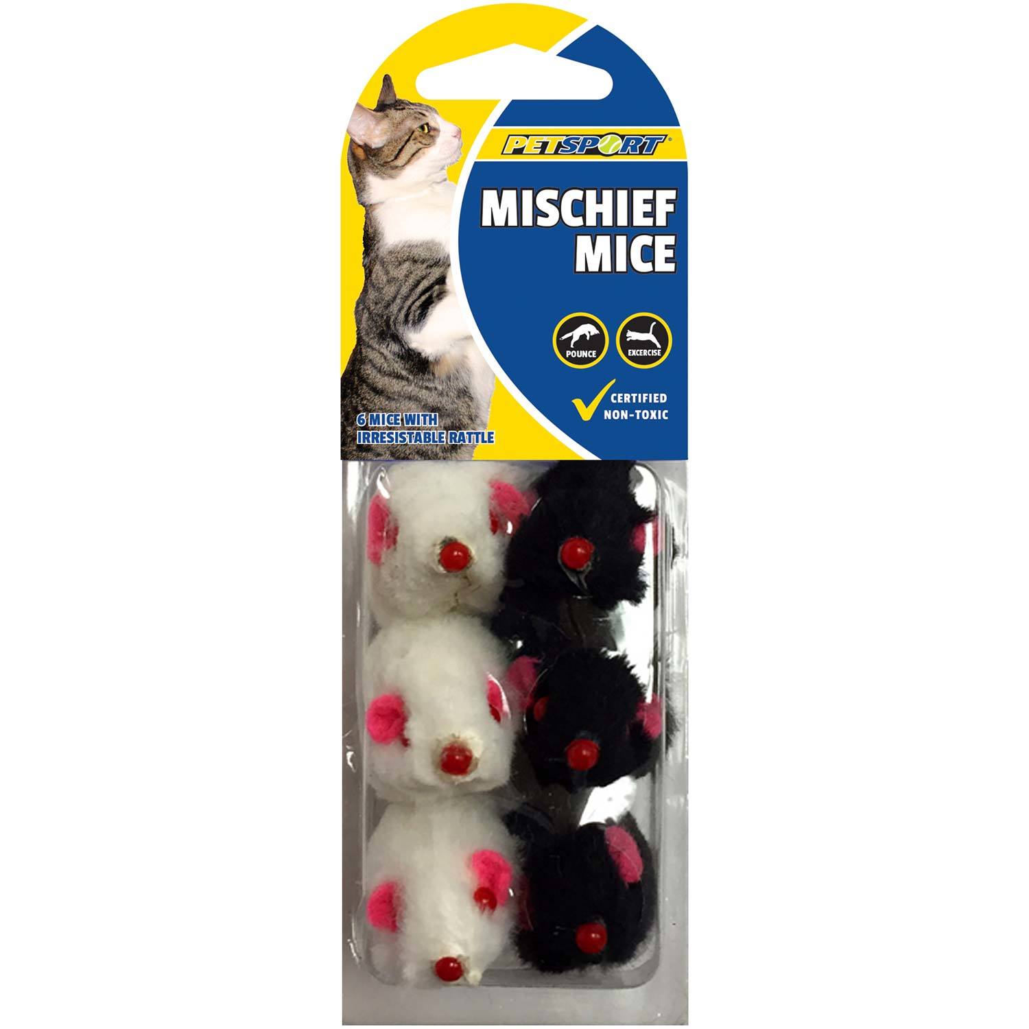 Petsport Mischief Mice Cat Toy - 6Pk