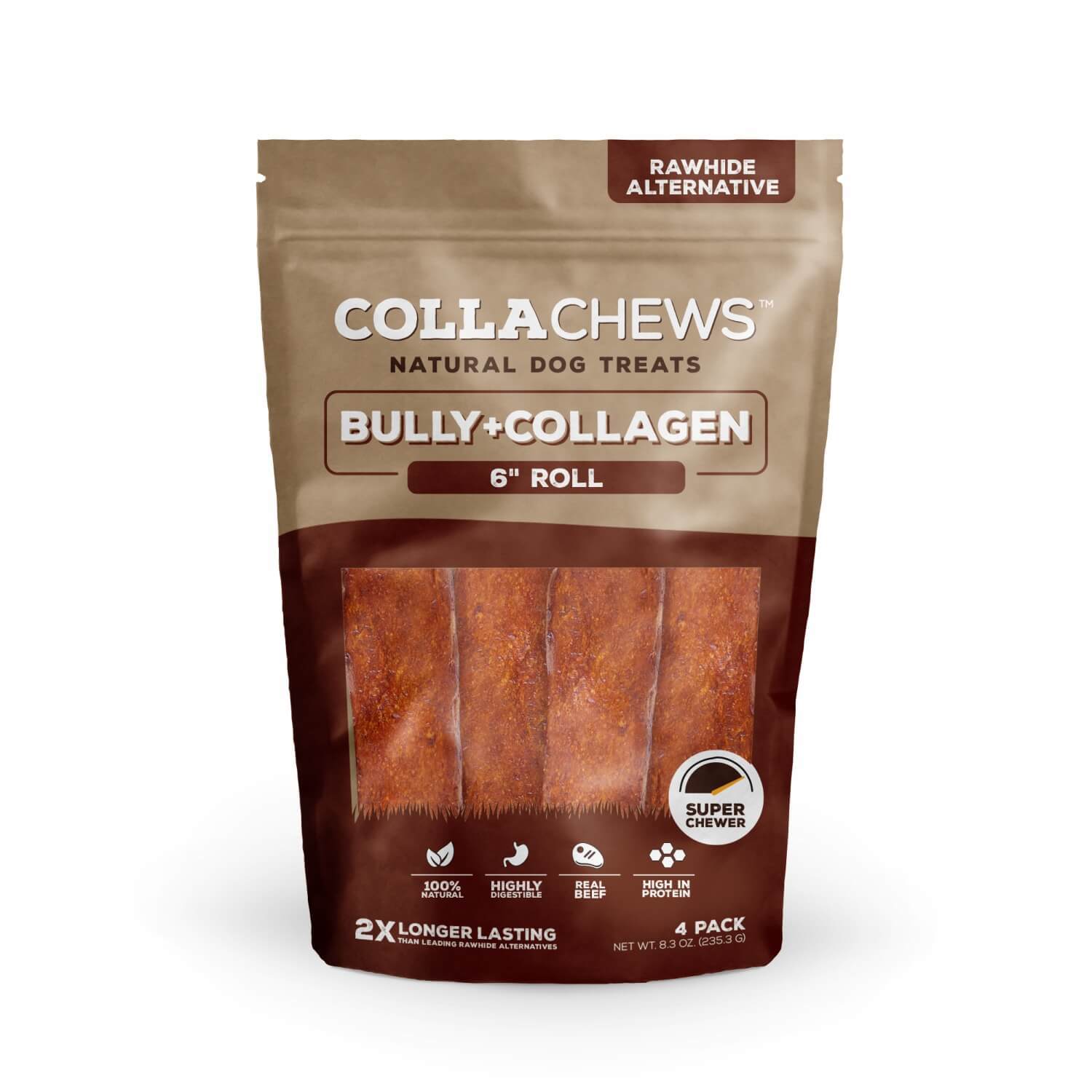 Collachews 6 Collagen Roll Bully Flavor Dog Treats