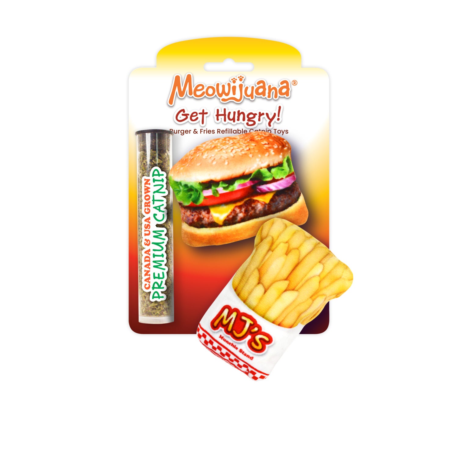 Meowijuana Get Hungry Burger And Fries Refillable Catnip Toy - 2 Pack