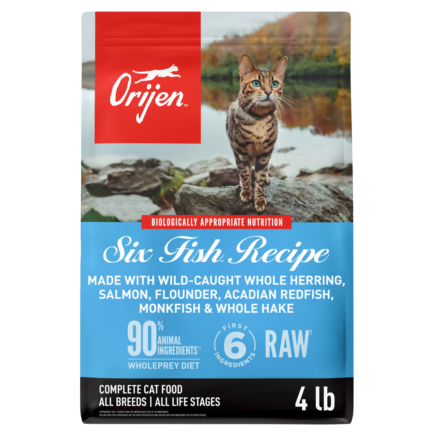 Orijen Grain-Free High Protein Premium Dry Cat Food, Six Fish Recipe, 4-Lb Bag