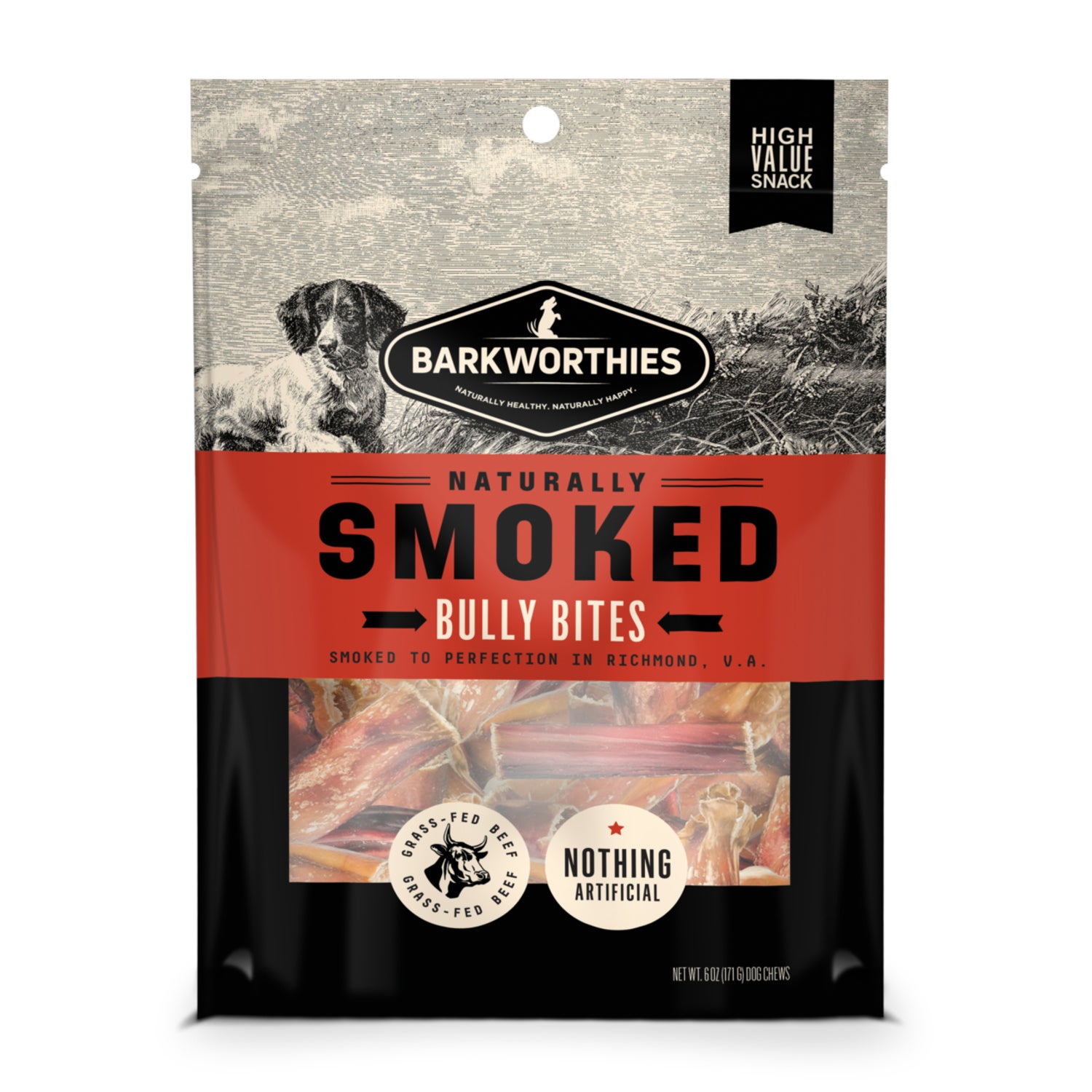 Barkworthies Smoked Bully Bites Natural Dog Treats, 6-Oz