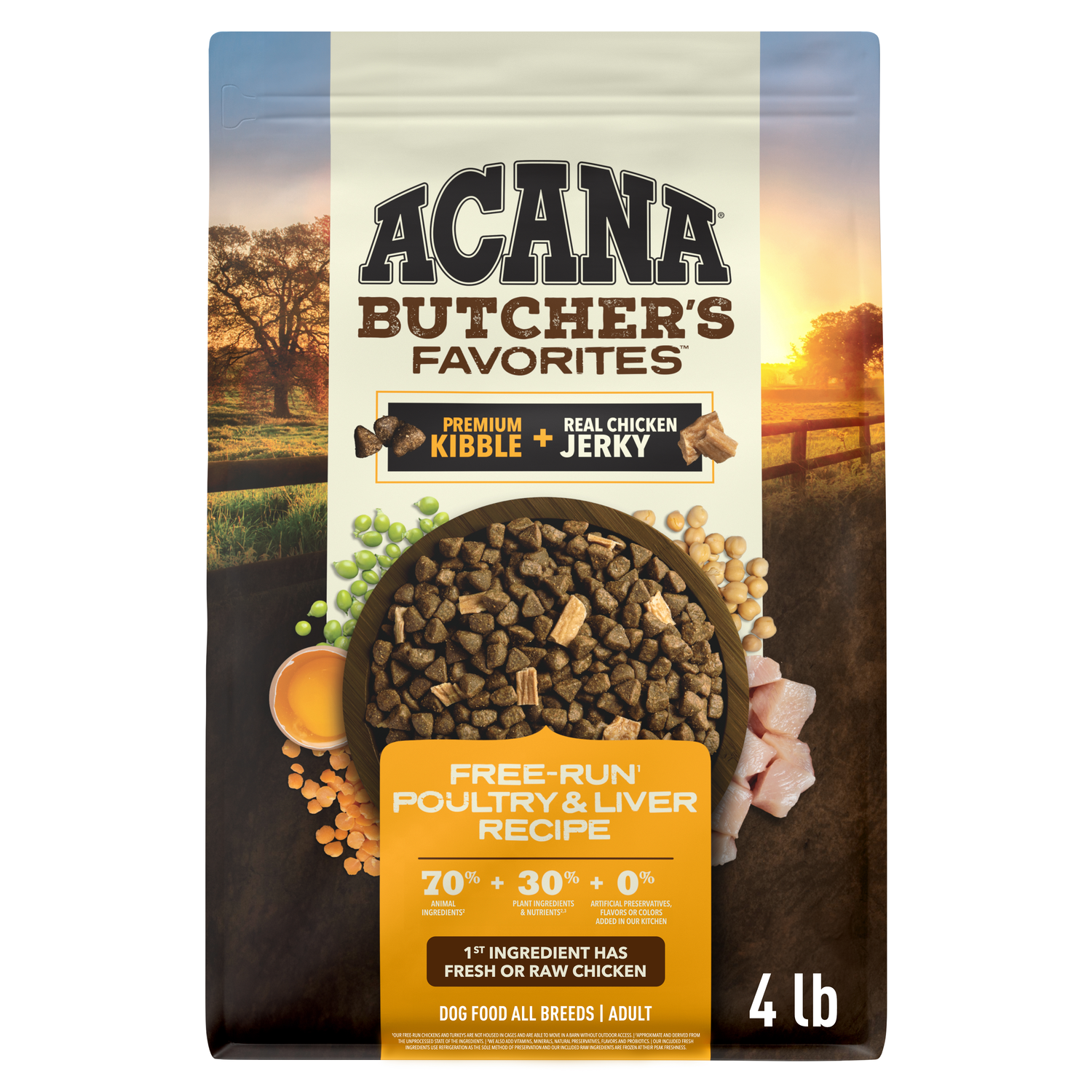Acana Butcher’S Favorites Free-Run Poultry & Liver Recipe Dry Dog Food, 4-Lb