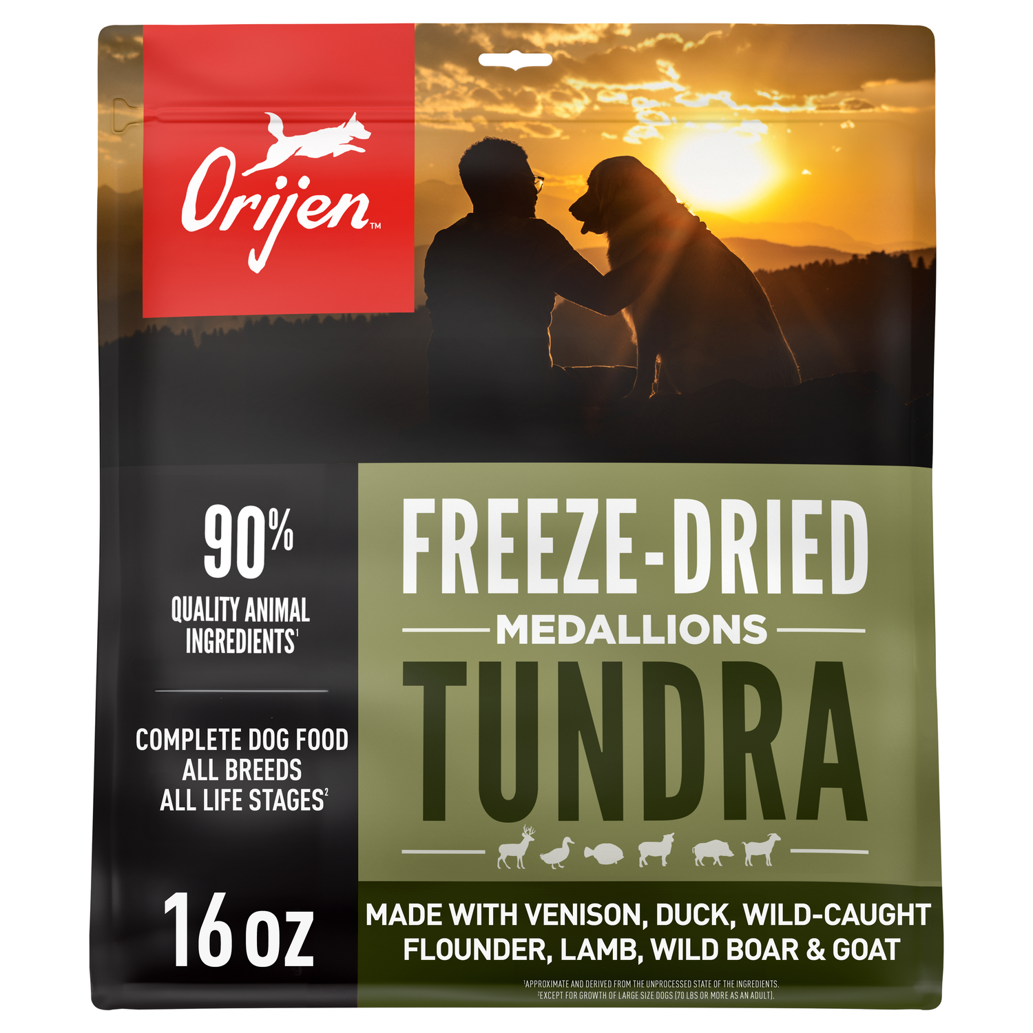 Orijen Grain-Free High-Protein Freeze-Dried Dog Food & Topper, Tundra Recipe, 16-Oz