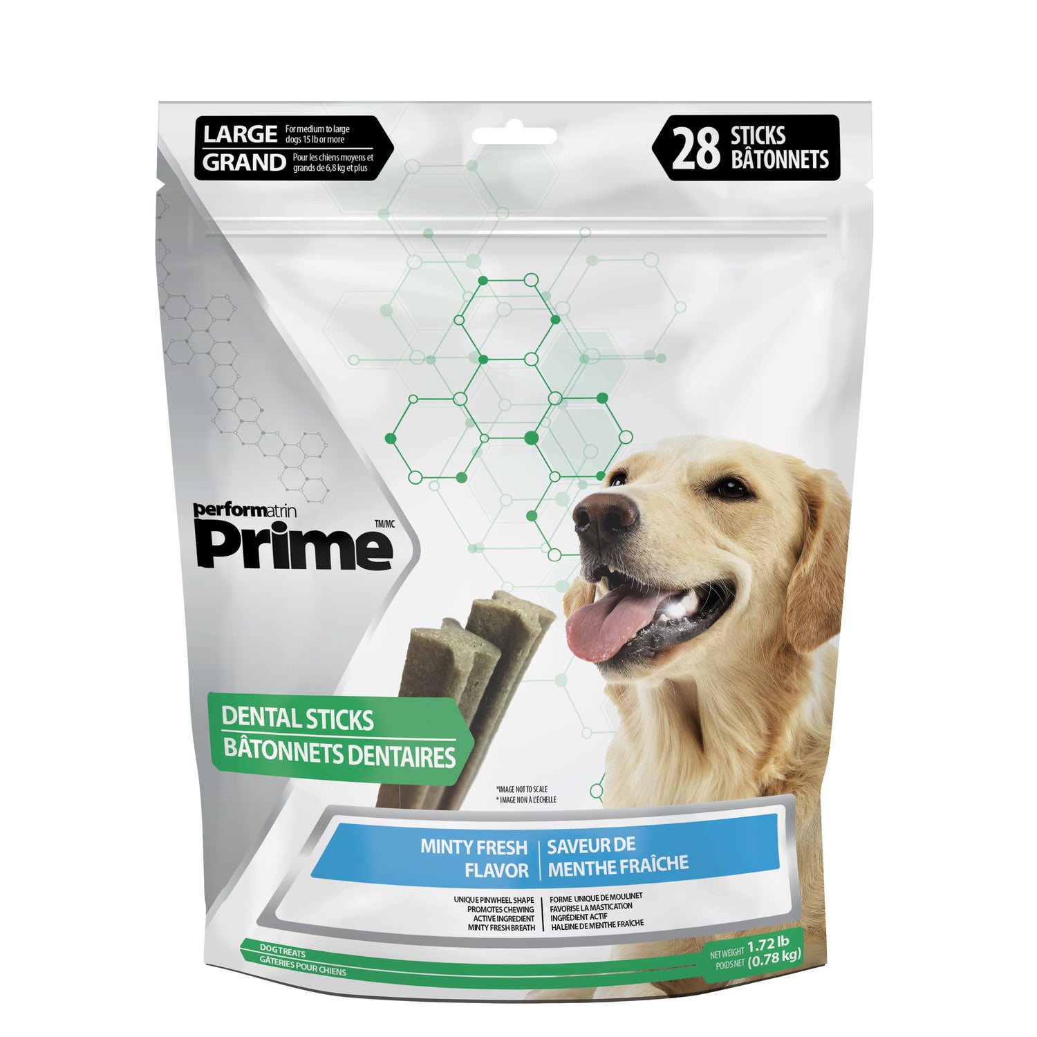 Performatrin Prime  Dental Sticks Minty Fresh Flavor Large Dog Treats, 1.72Lbs/28 Count