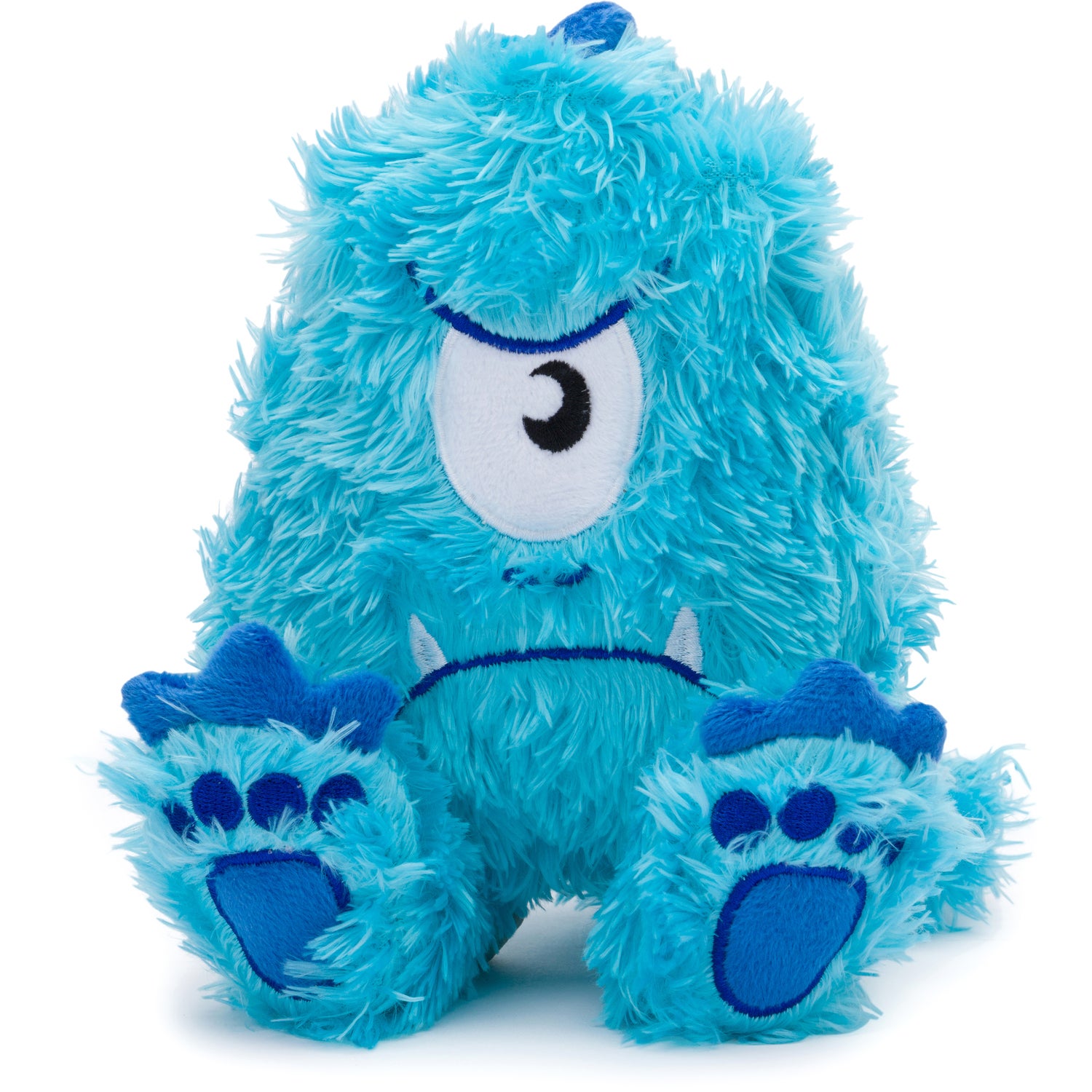 Fabdog Fluffy Blue Monster Snuggly Squeaky Dog Toy, 10.5