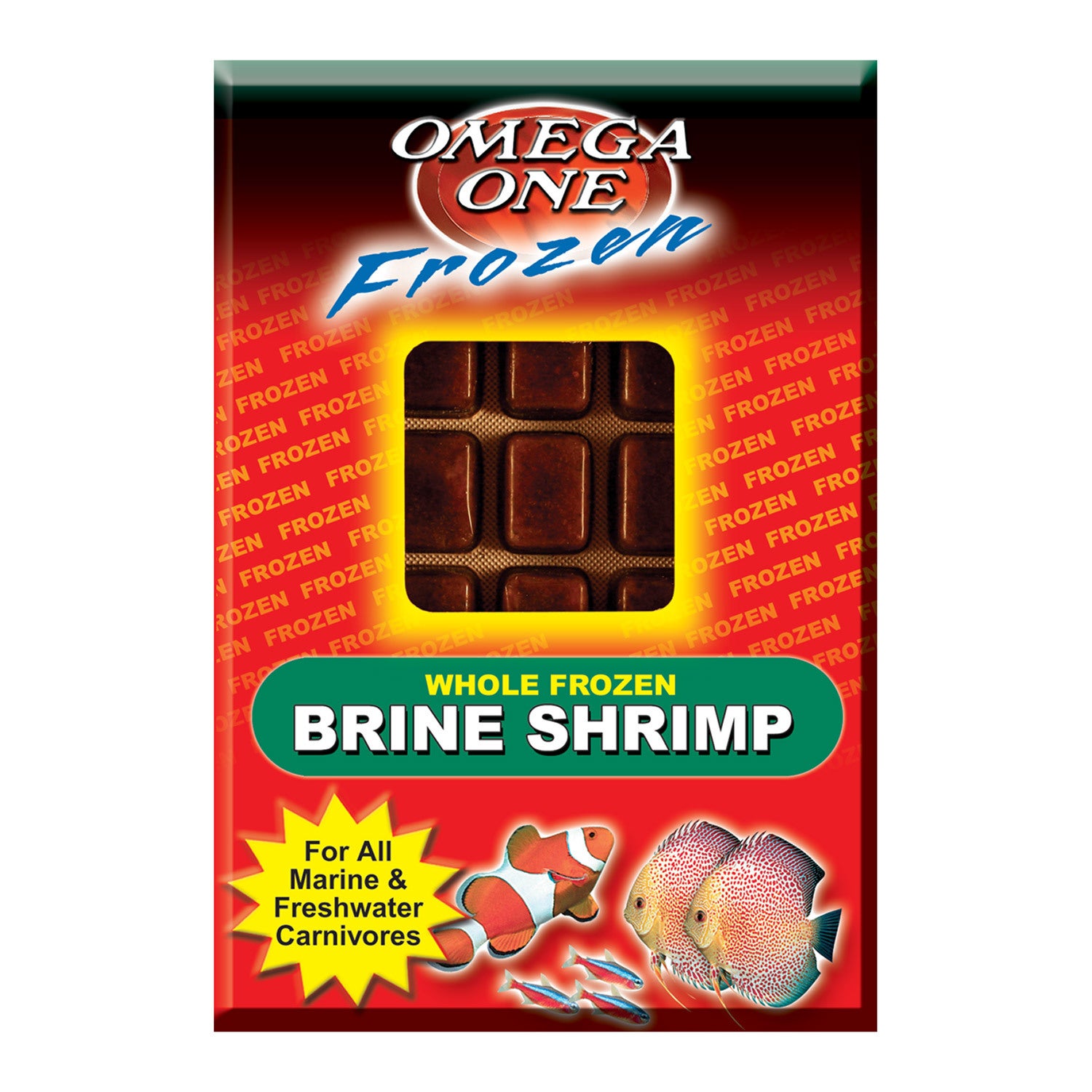 Omega One Whole Frozen Brine Shrimp Cube Pack Fish Food, 7-Oz