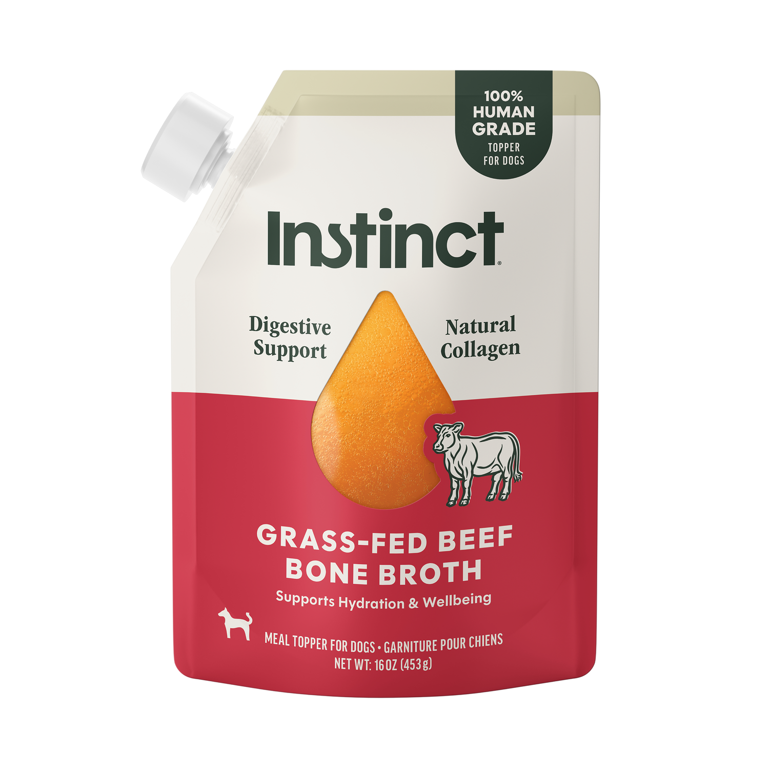 Instinct Grass-Fed Beef Bone Broth Dog Food Topper, 16-Oz Resealable Pouch Pack Of 6
