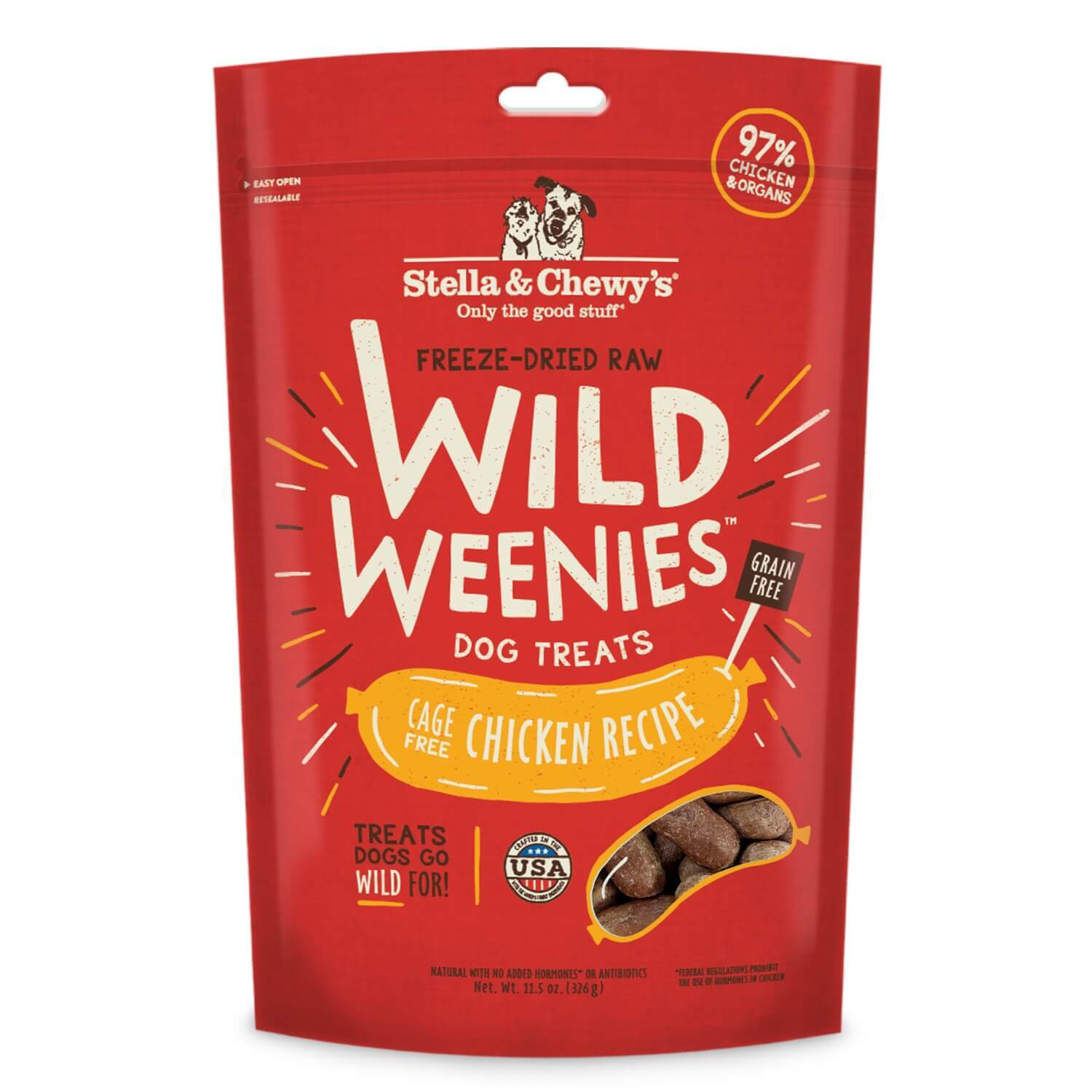 Stella & Chewy's Wild Weenies Freeze Dried Grain Free Dog Treats, Cage Free Chicken Recipe