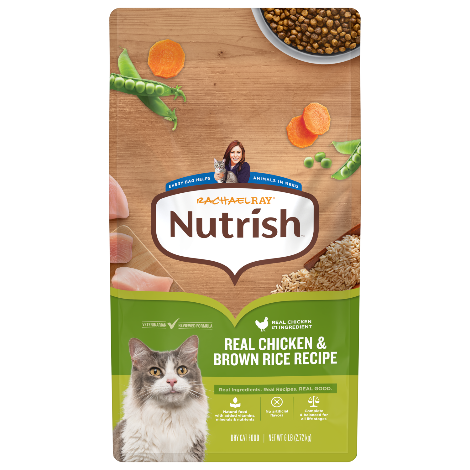 Rachael Ray Nutrish Natural Premium Dry Cat Food, Chicken & Brown Rice Recipe, 6-Lb Bag