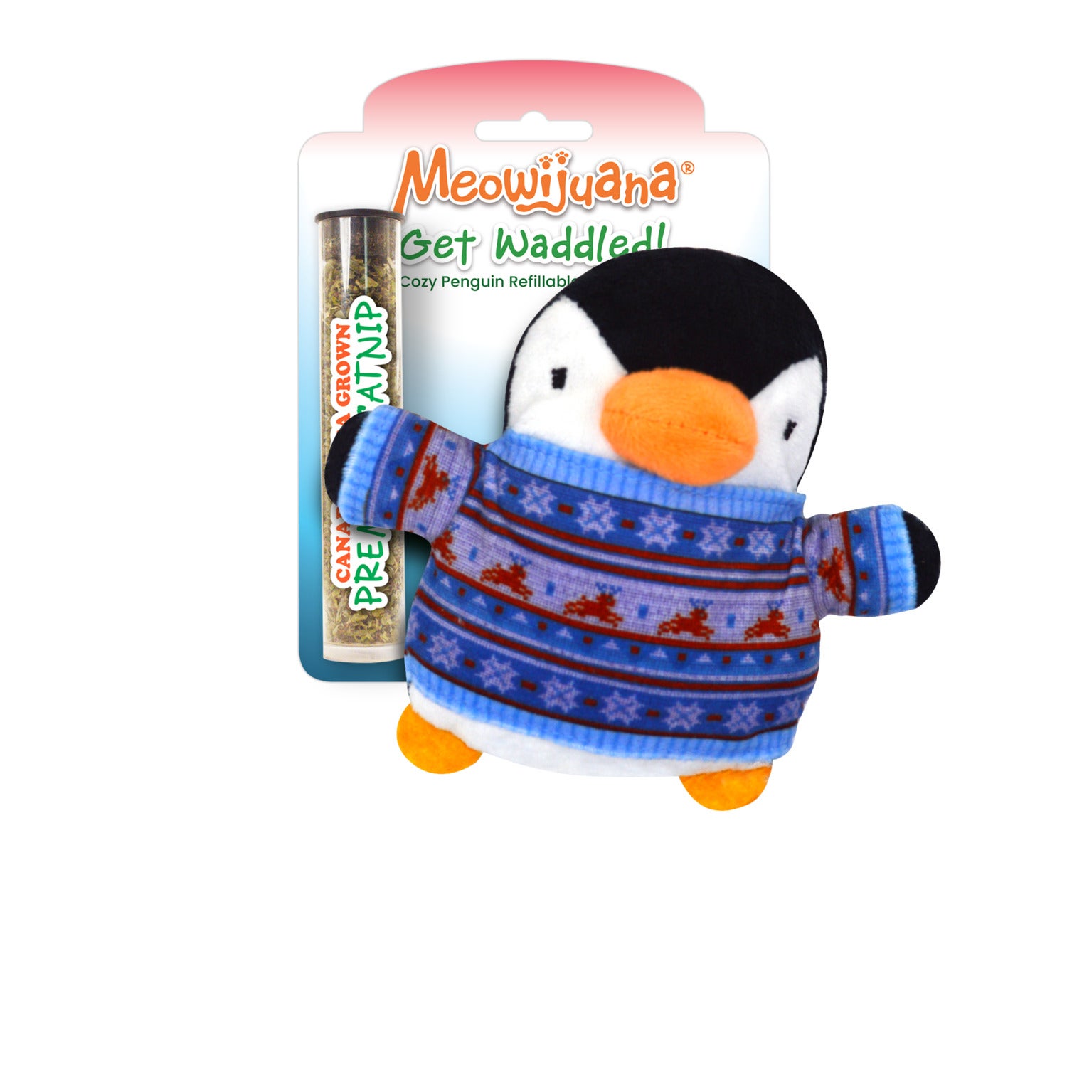 Meowijuana Get Waddled Holiday Penguin Catnip Cat Toy With Juananip