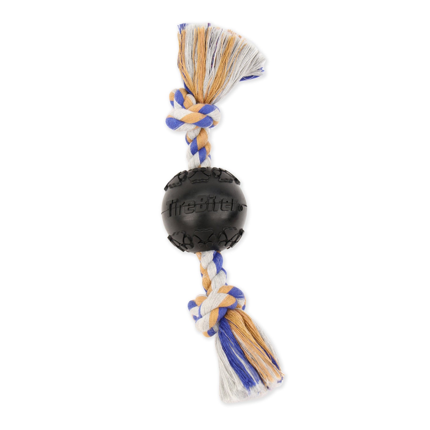 Mammoth Medium 3 Tirebiter Ball  With 2 Knot Rope Dog Toy, 12