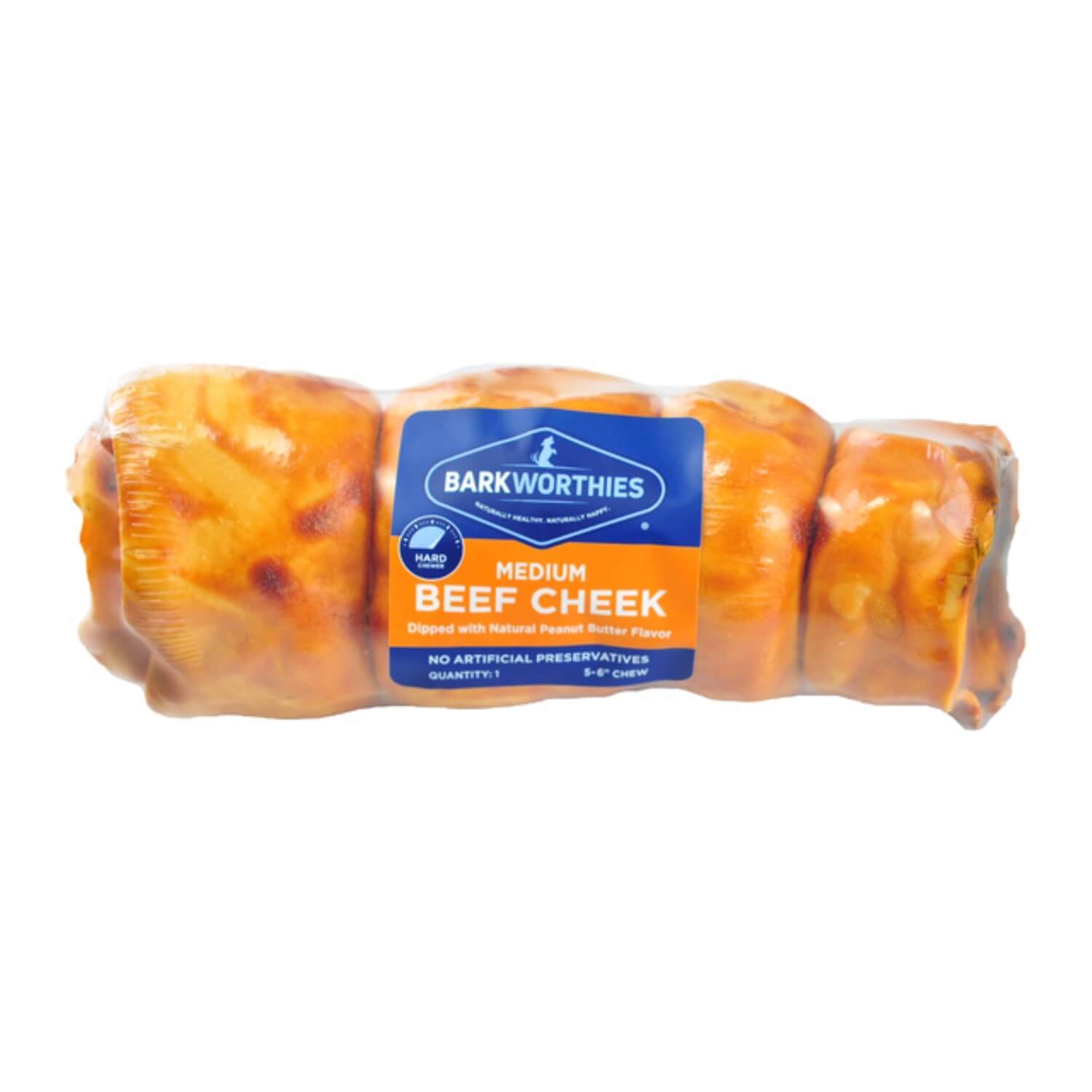 Barkworthies Beef Cheek Peanut Butter Dipped Dog Treat