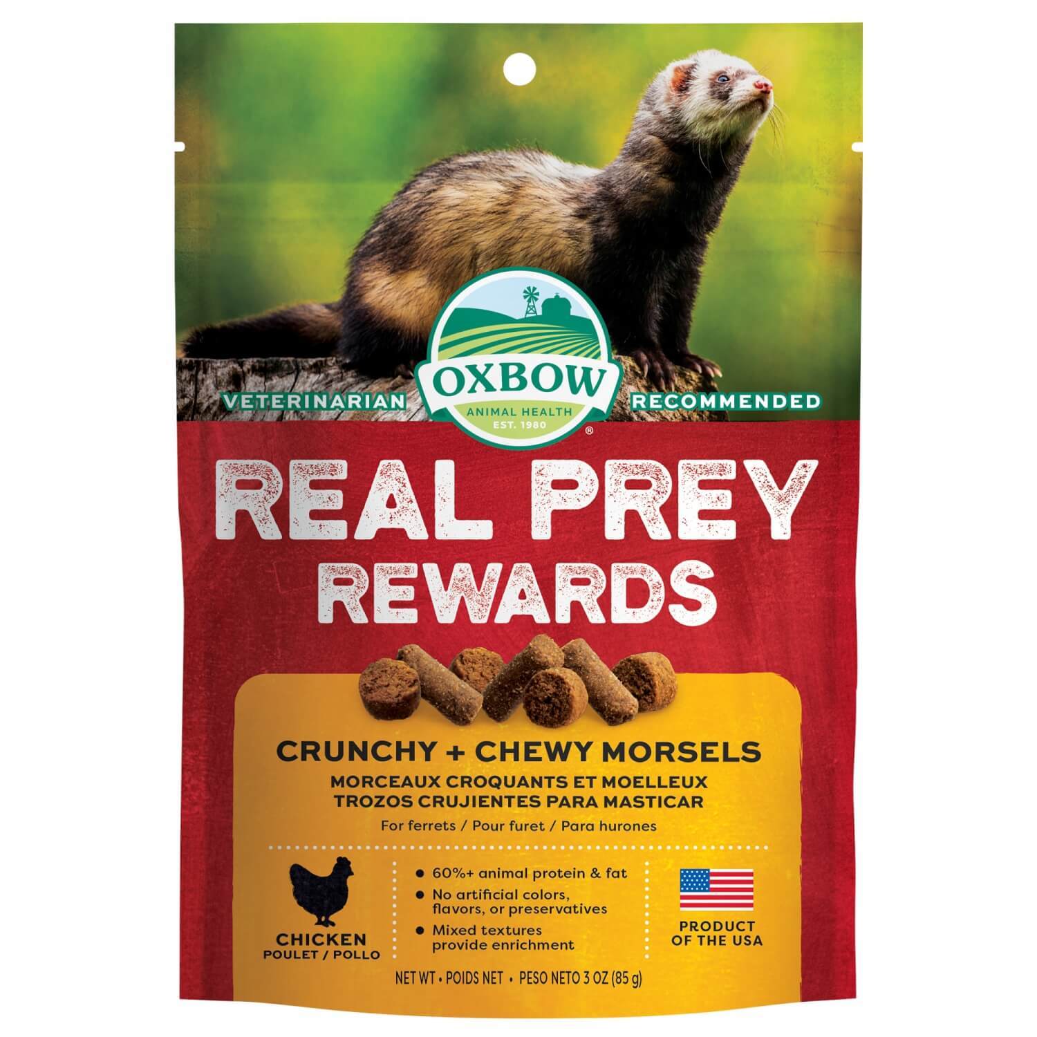 Oxbow Real Prey Rewards Ferret Treat Crunchy & Chewy Chicken