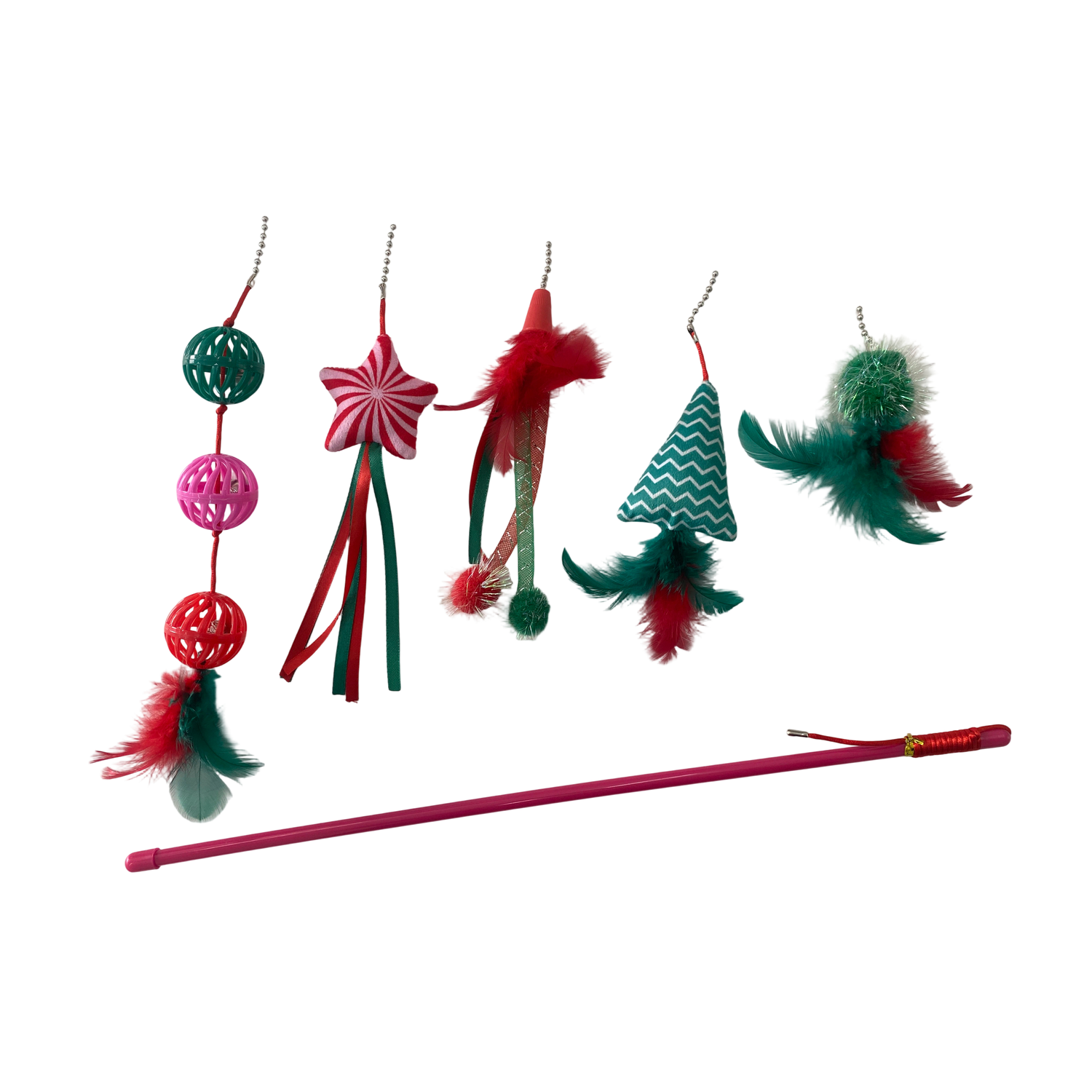 Aristopet 5‑In‑1 Interchangeable Teaser Wand Catnip Filled Cat Toy